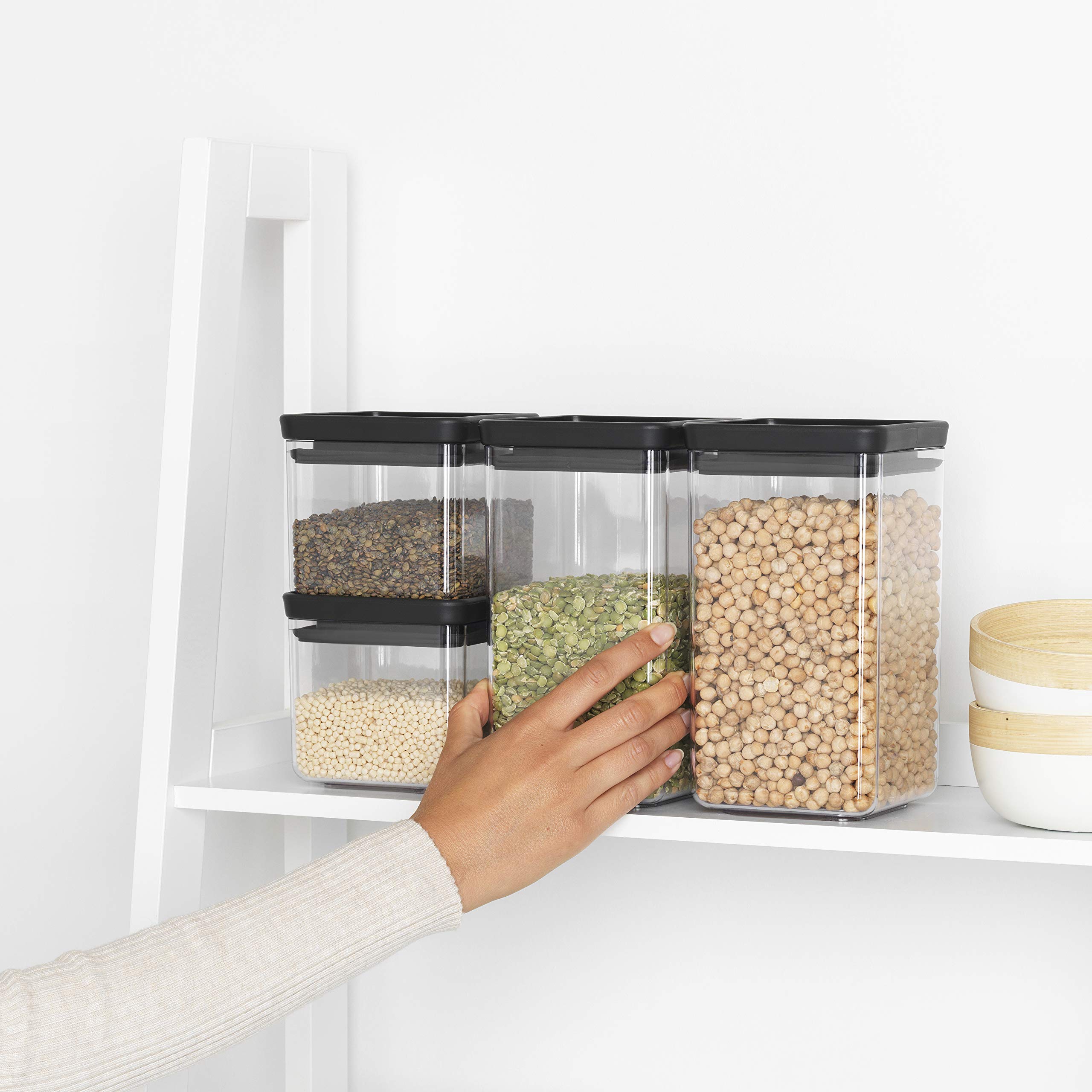 brabantia-tasty-4pc-stackable-food-canisters-set-dark-gray-2x-0-7qt-2x-1-7qt-bpa image 4