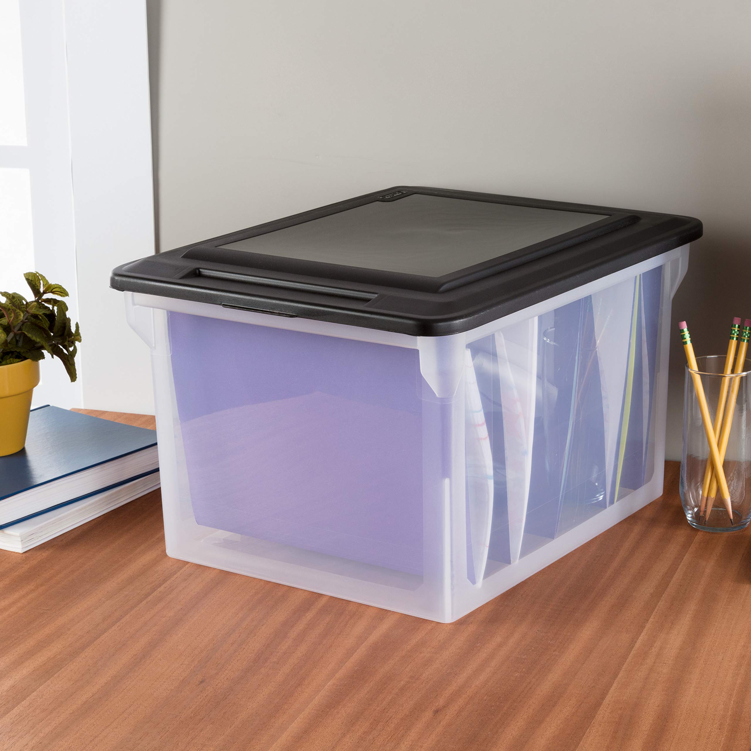 sterilite-4-pack-file-box-clear-storage-tote-with-black-lid-for-letter-legal-han image 3