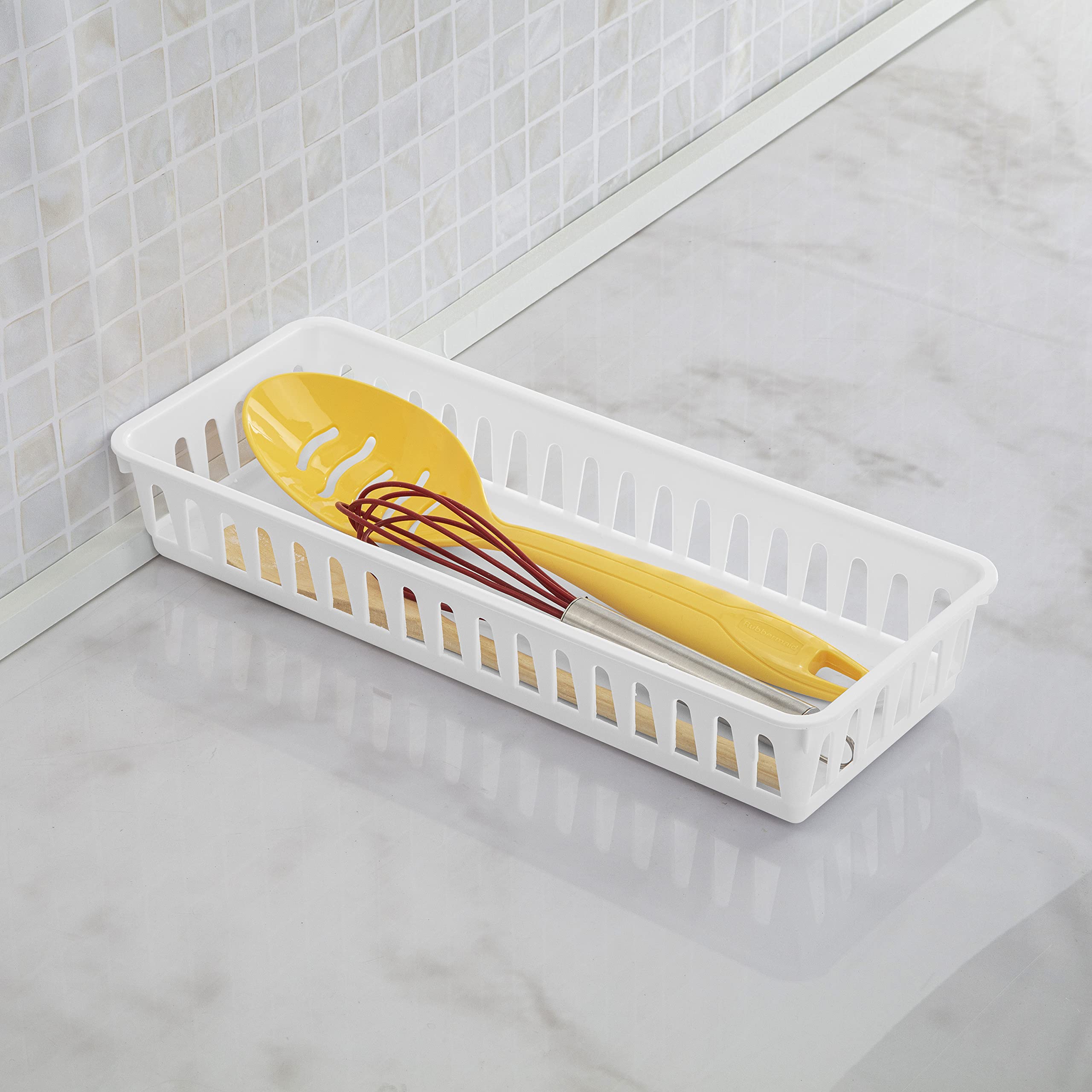 sterilite-slim-storage-tray-24-pack-white-tight-weave-organizer-for-drawers-shel image 4