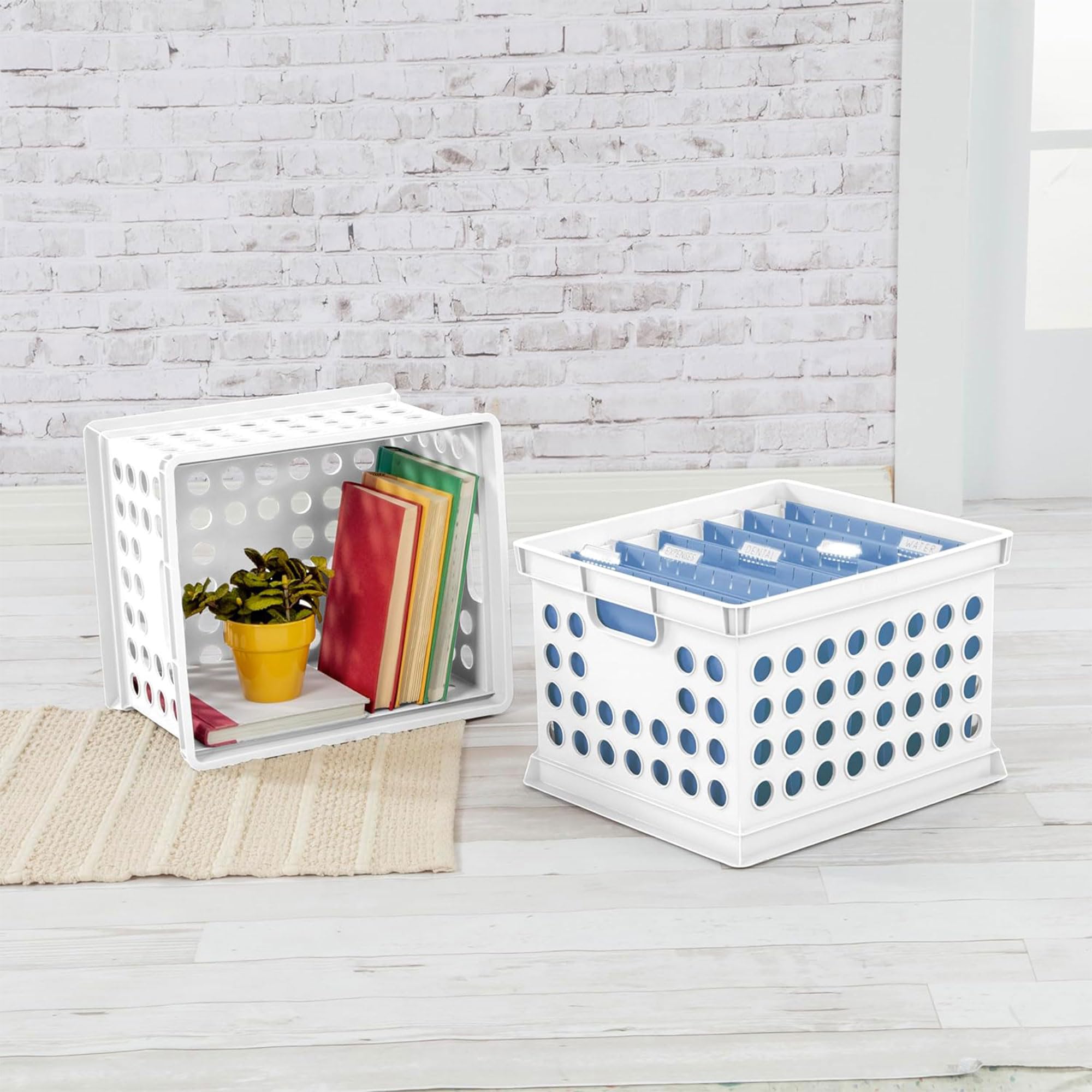 sterilite-storage-crate-with-handles-stackable-plastic-file-bin-white-6-pack image 3