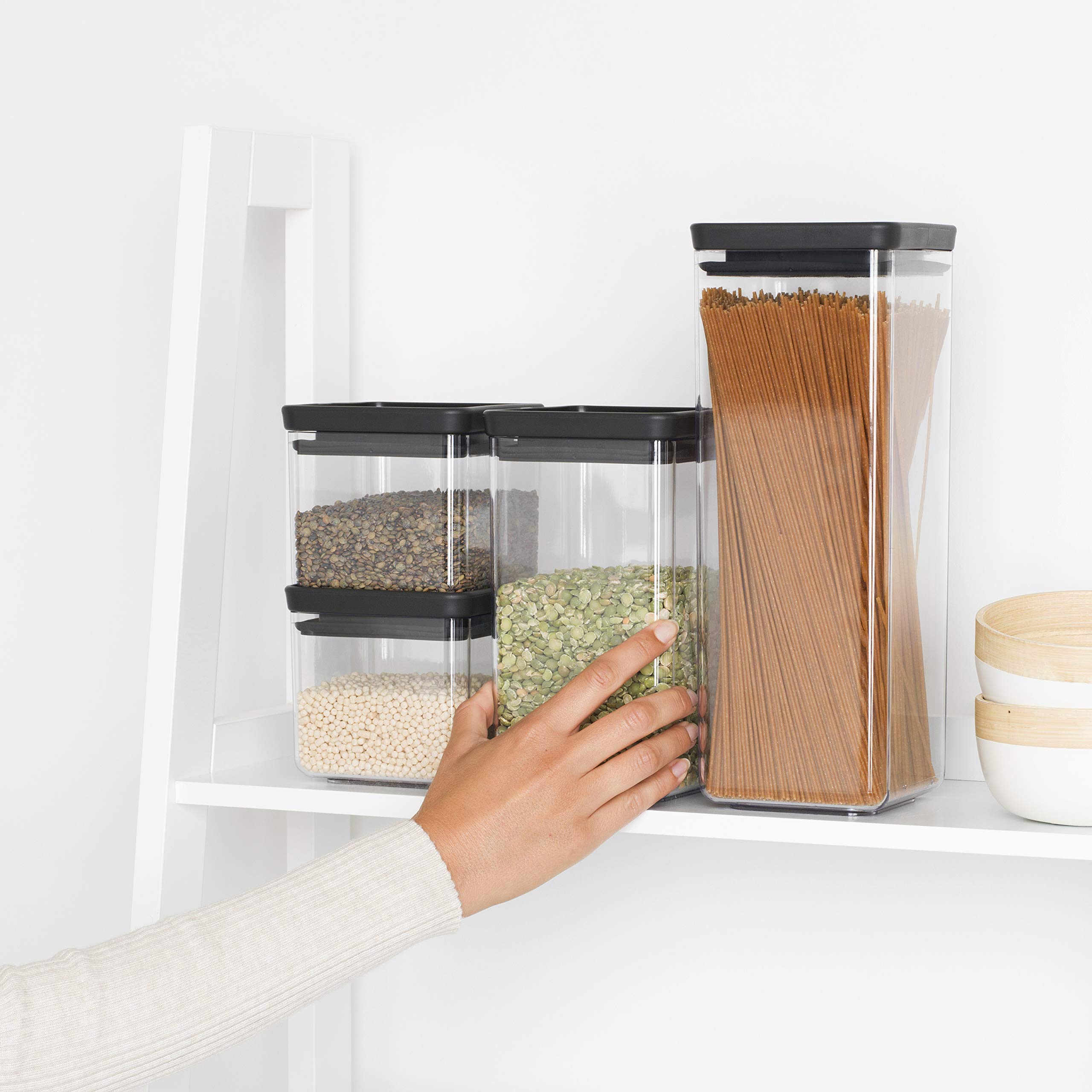 brabantia-tasty-4pc-stackable-food-canisters-set-dark-gray-2x-0-7qt-2x-1-7qt-bpa image 3