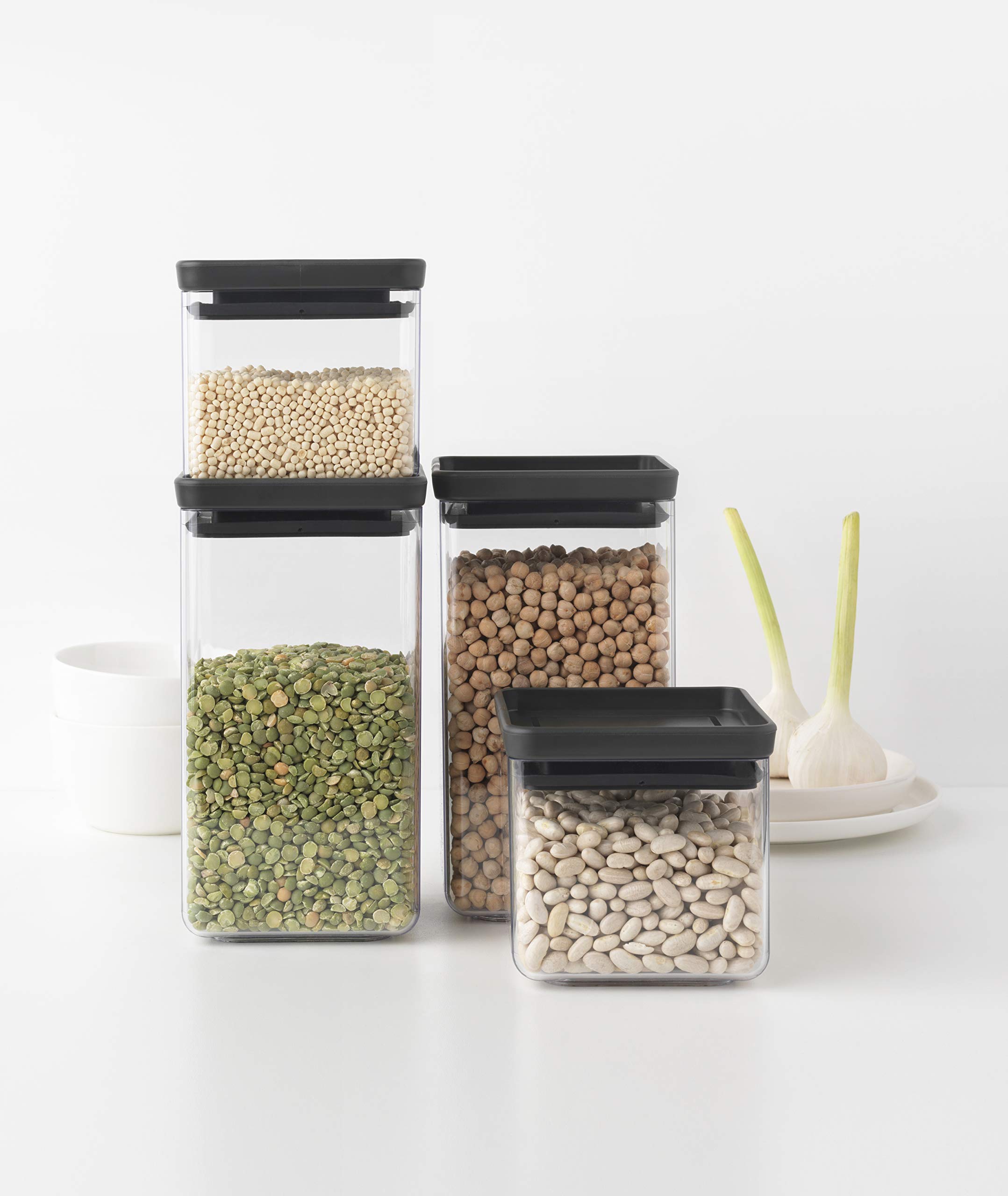brabantia-tasty-4pc-stackable-food-canisters-set-dark-gray-2x-0-7qt-2x-1-7qt-bpa image 5