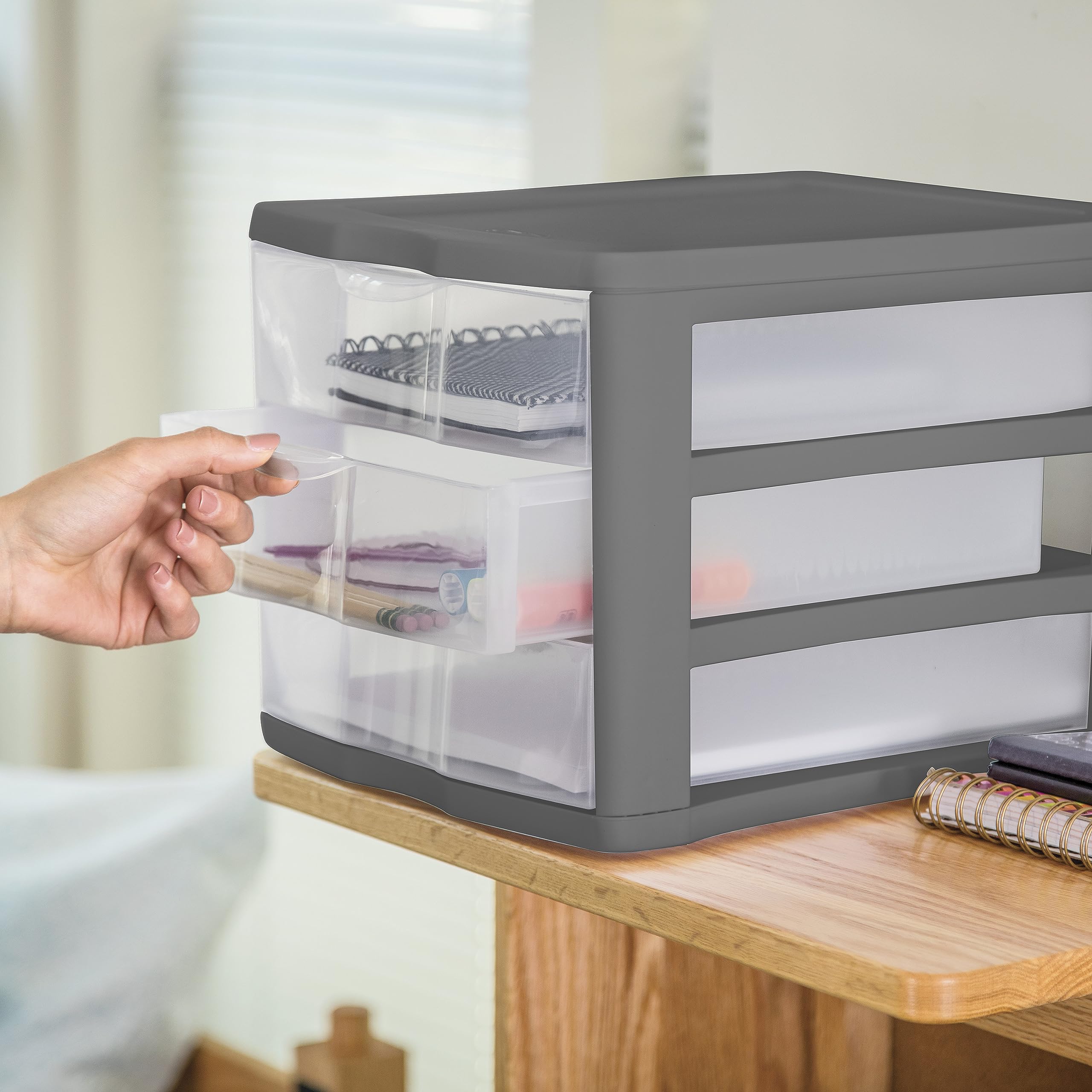 sterilite-3-drawer-unit-gray-flannel-countertop-storage-organizer-for-home-offic image 6