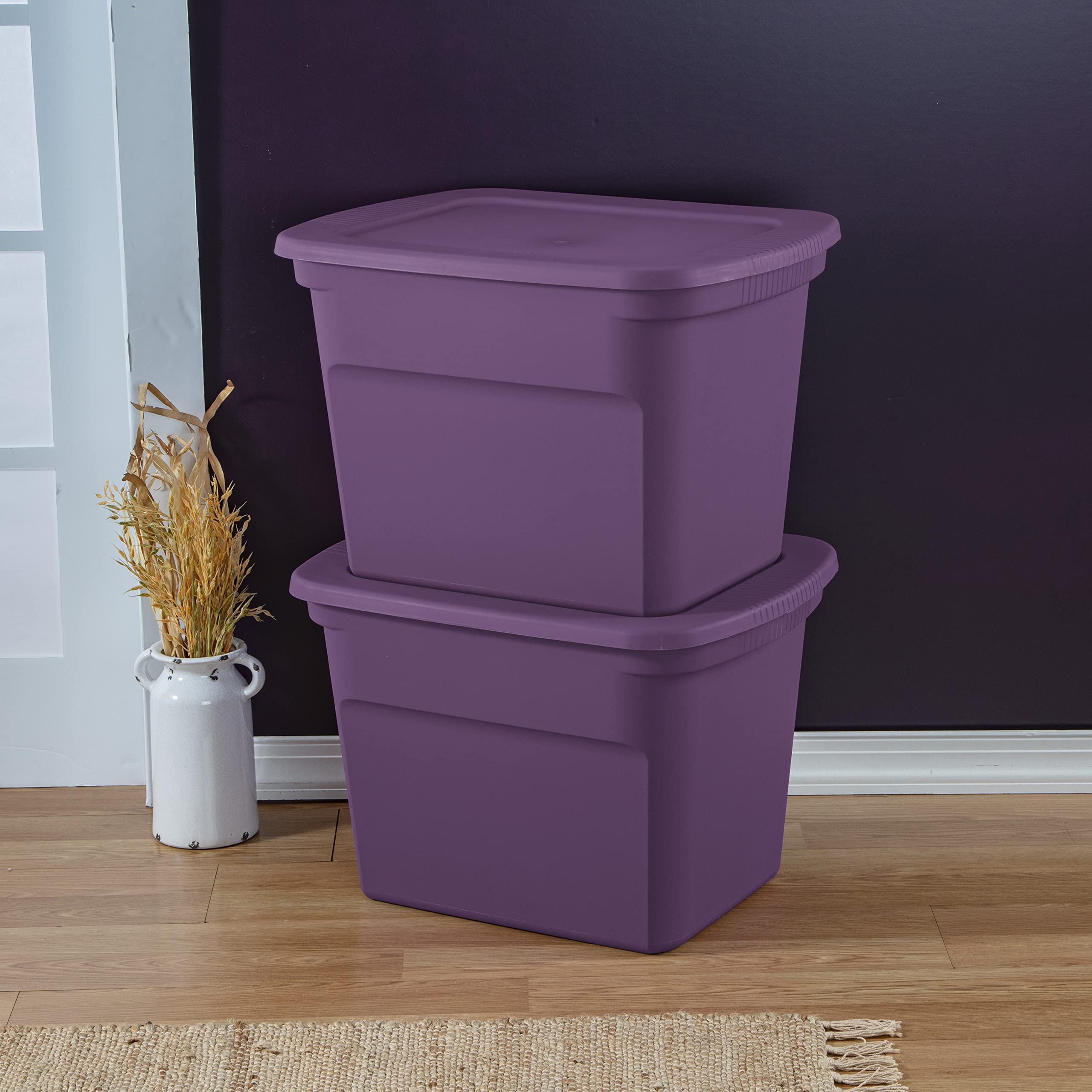 sterilite-18-gallon-stackable-storage-tote-with-handles-and-indented-lid-purple- image 5