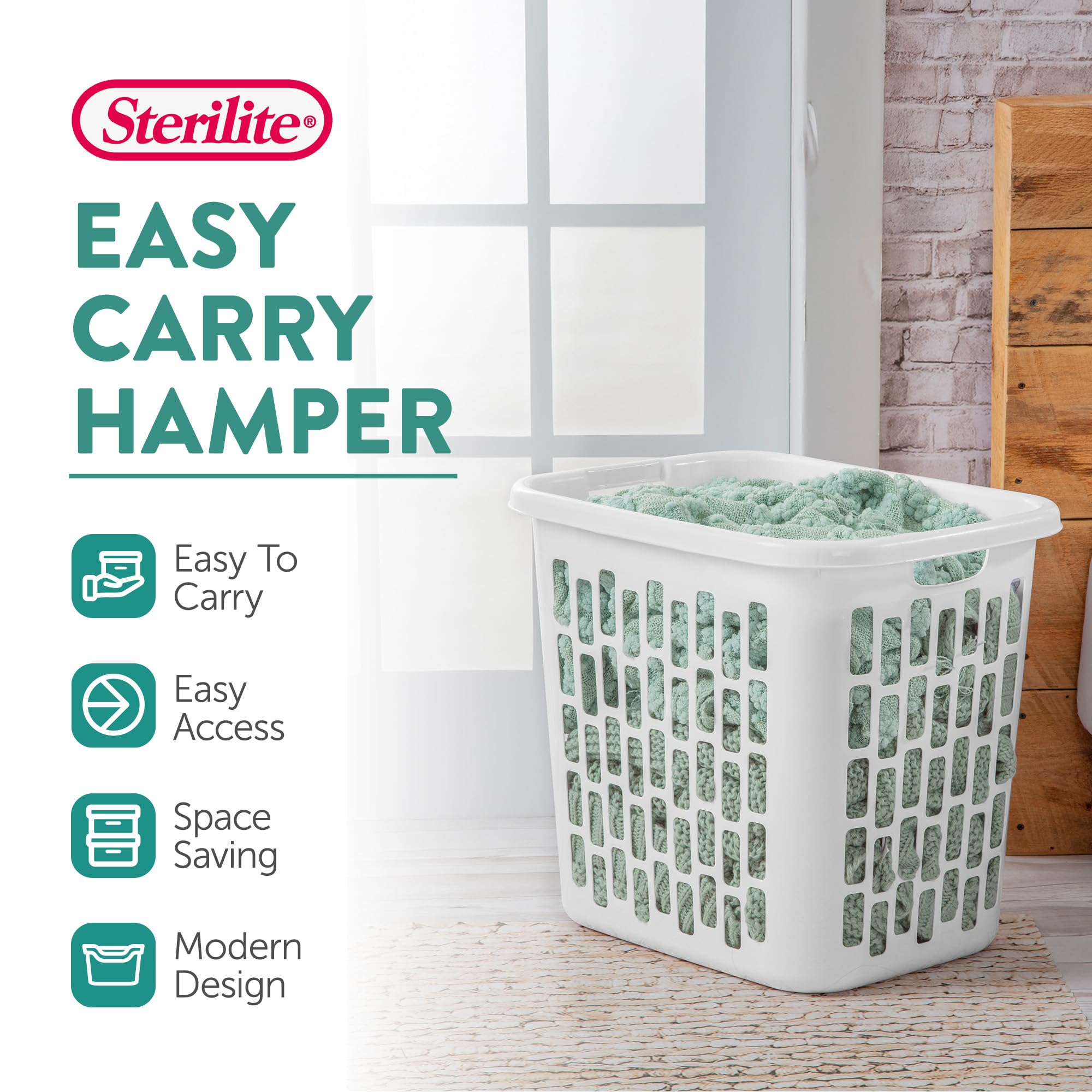 sterilite-easy-carry-laundry-hamper-4-pack-white-plastic-clothes-basket-with-ven image 2