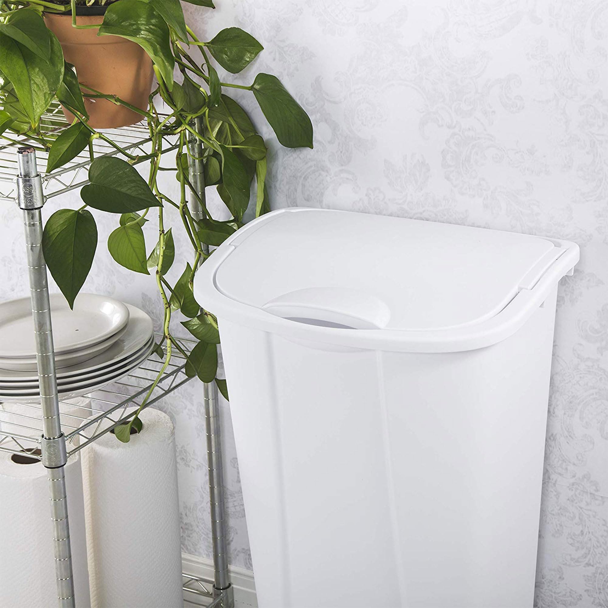 sterilite-11-gallon-42-liter-swingtop-wastebasket-white-6-pack image 3