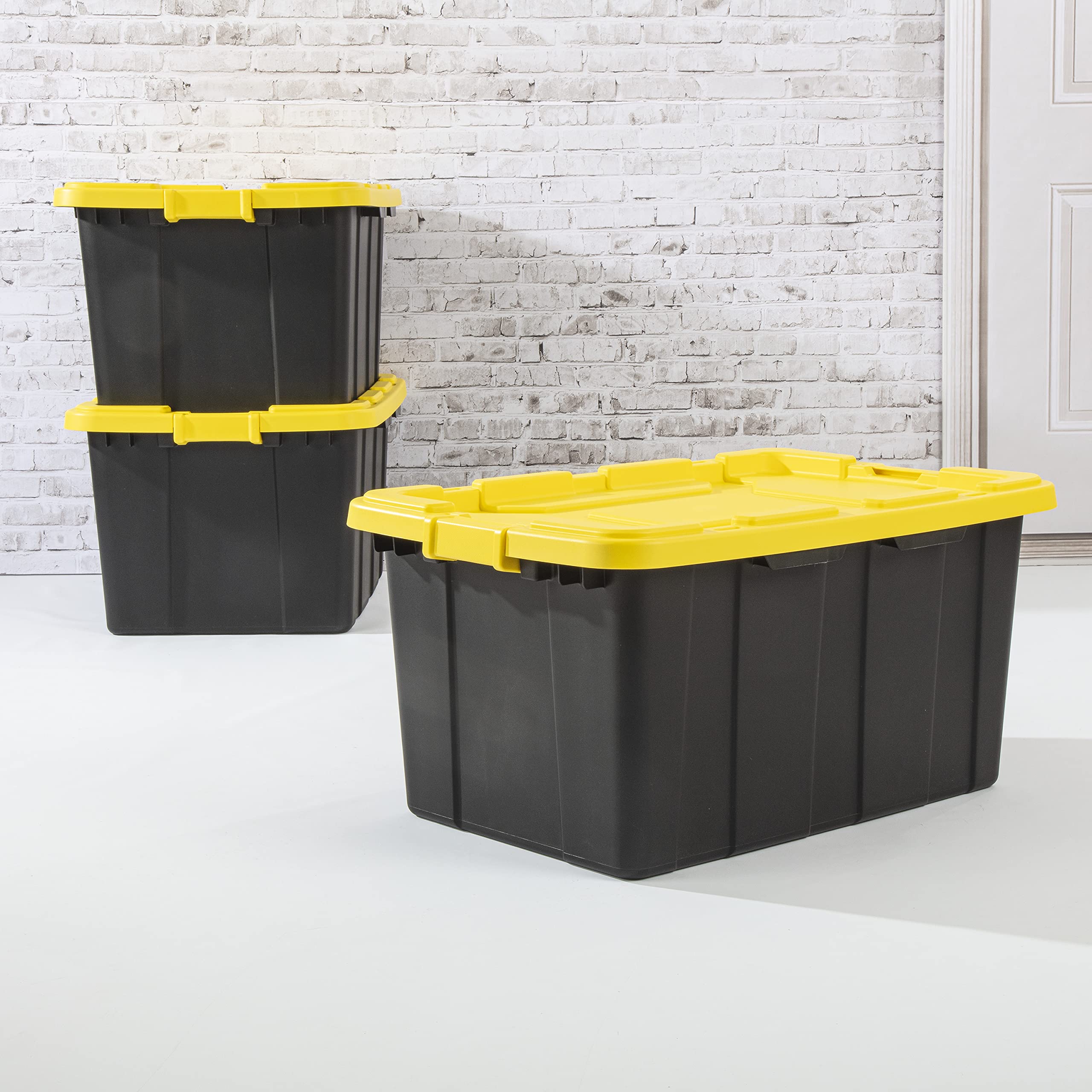 sterilite-27-gallon-industrial-tote-with-drip-resistant-lid-4-pack-yellow-lily-l image 3