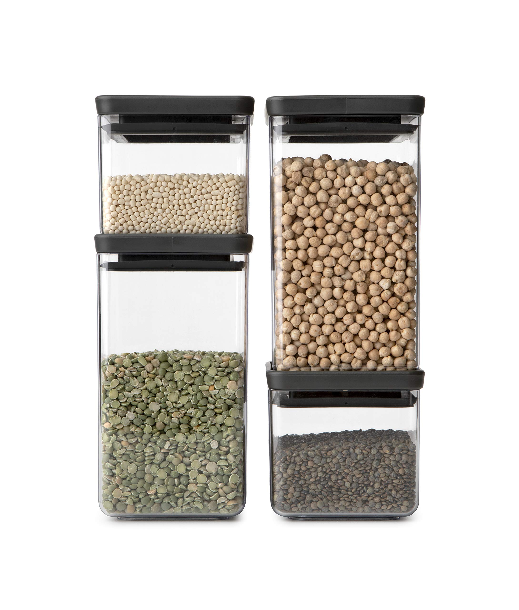 brabantia-tasty-4pc-stackable-food-canisters-set-dark-gray-2x-0-7qt-2x-1-7qt-bpa image 2