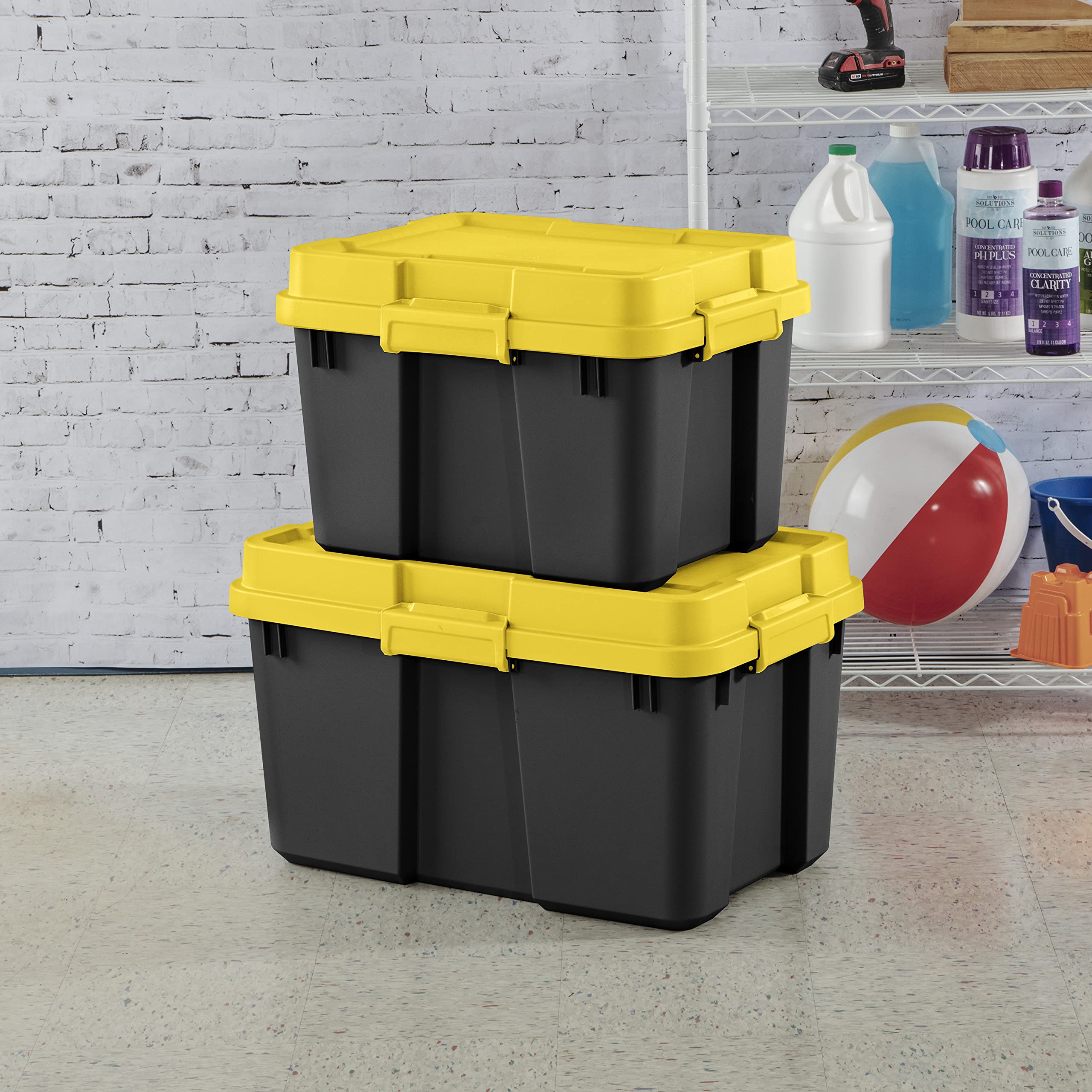 sterilite-30-gallon-gasket-tote-yellow-lily-lid-and-latches-with-black-base-1-pa image 7