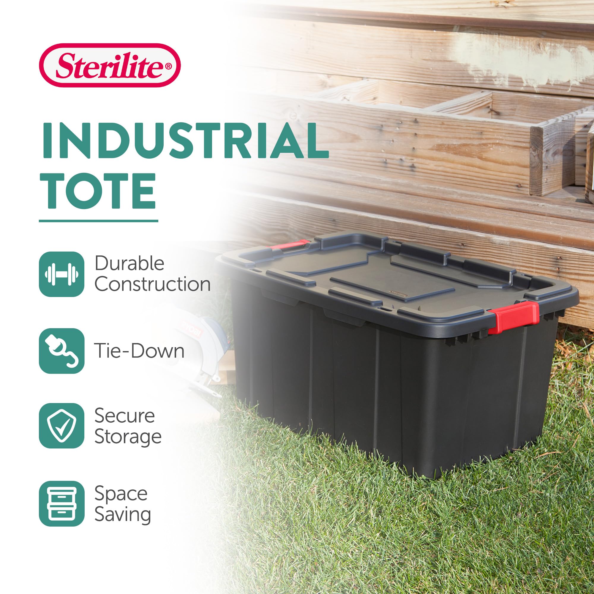 sterilite-4-pack-industrial-tote-27-gallon-plastic-storage-bins-with-lids-black- image 2