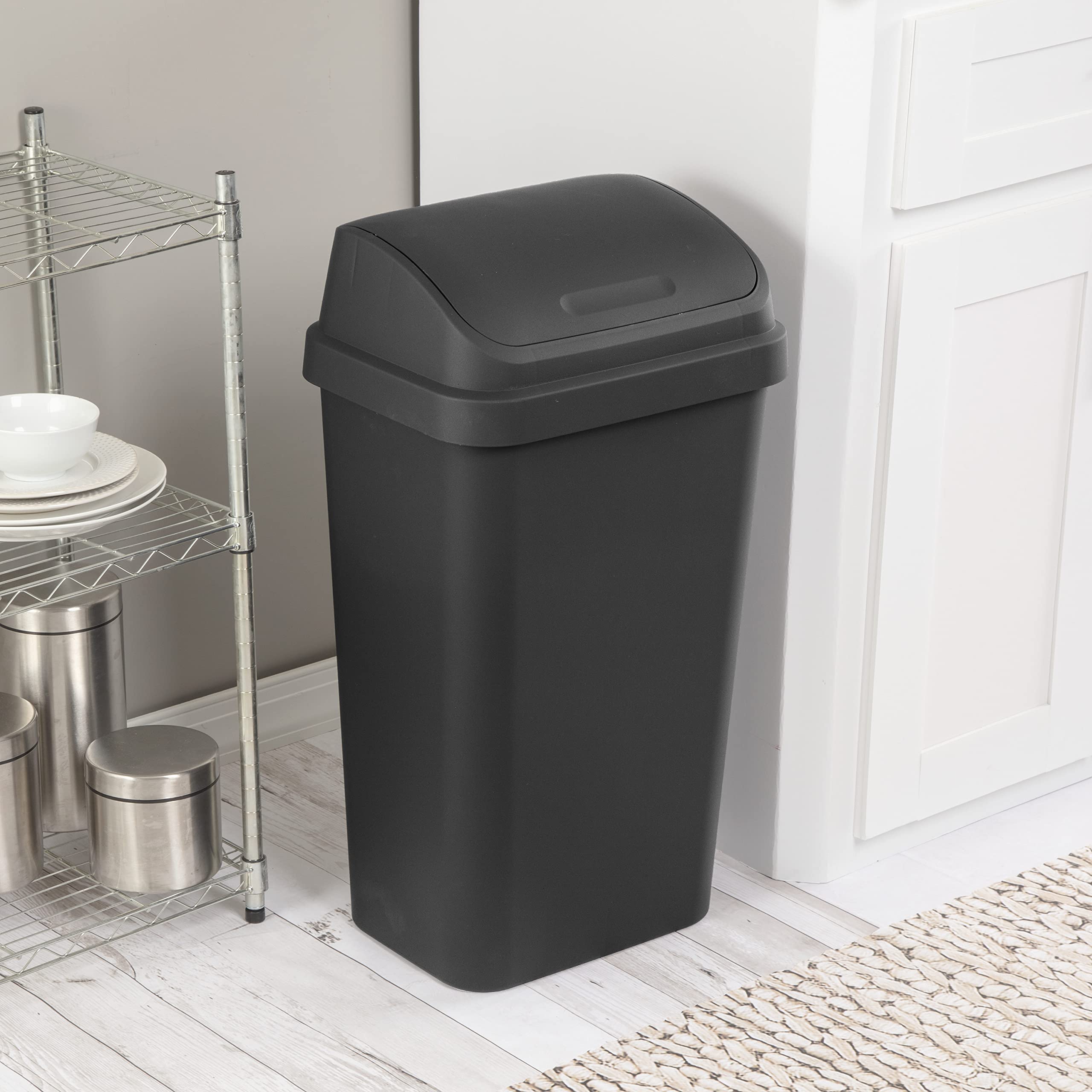 sterilite-13-gallon-swing-top-wastebasket-with-lid-black-4-pack image 3