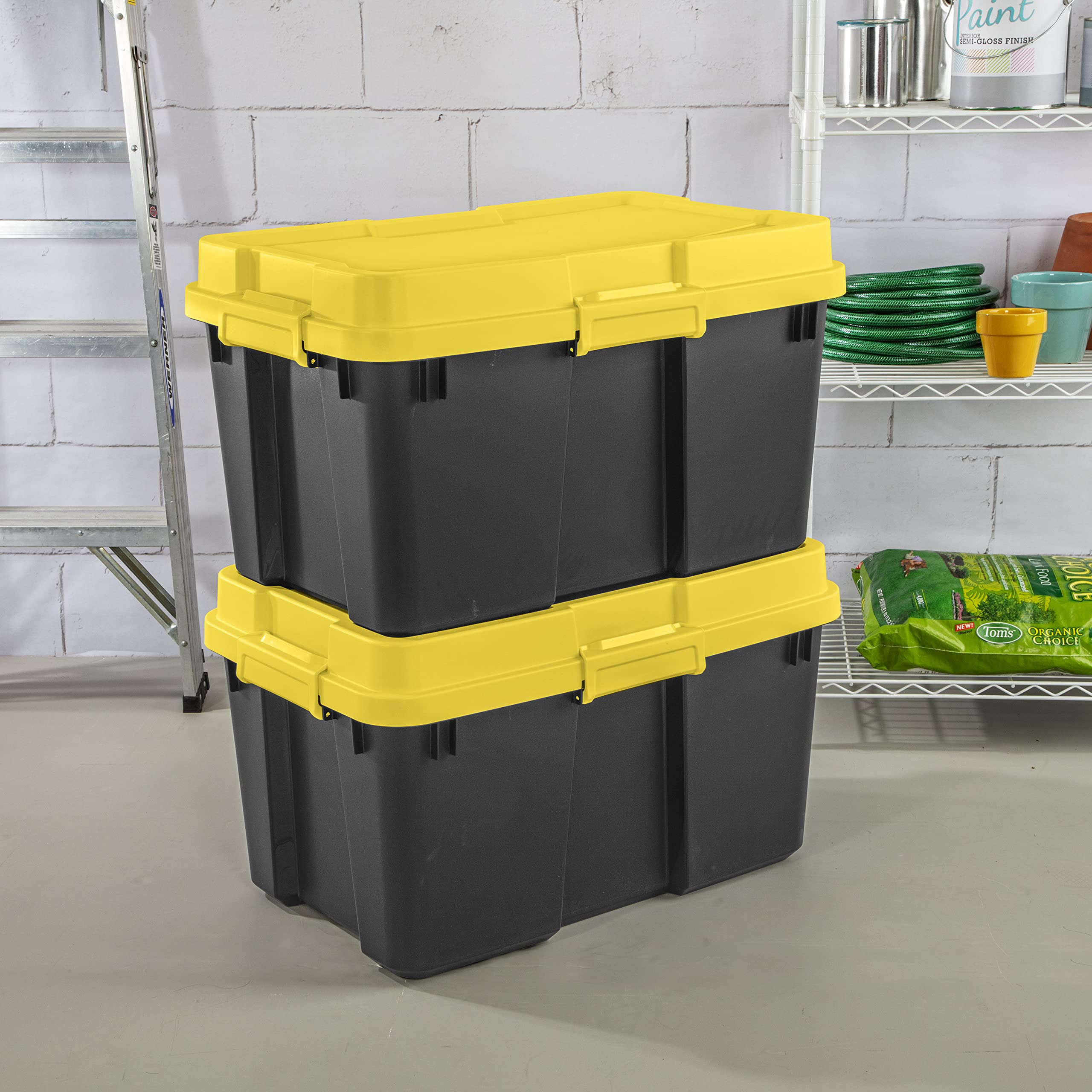 sterilite-30-gallon-gasket-tote-yellow-lily-lid-and-latches-with-black-base-1-pa image 3
