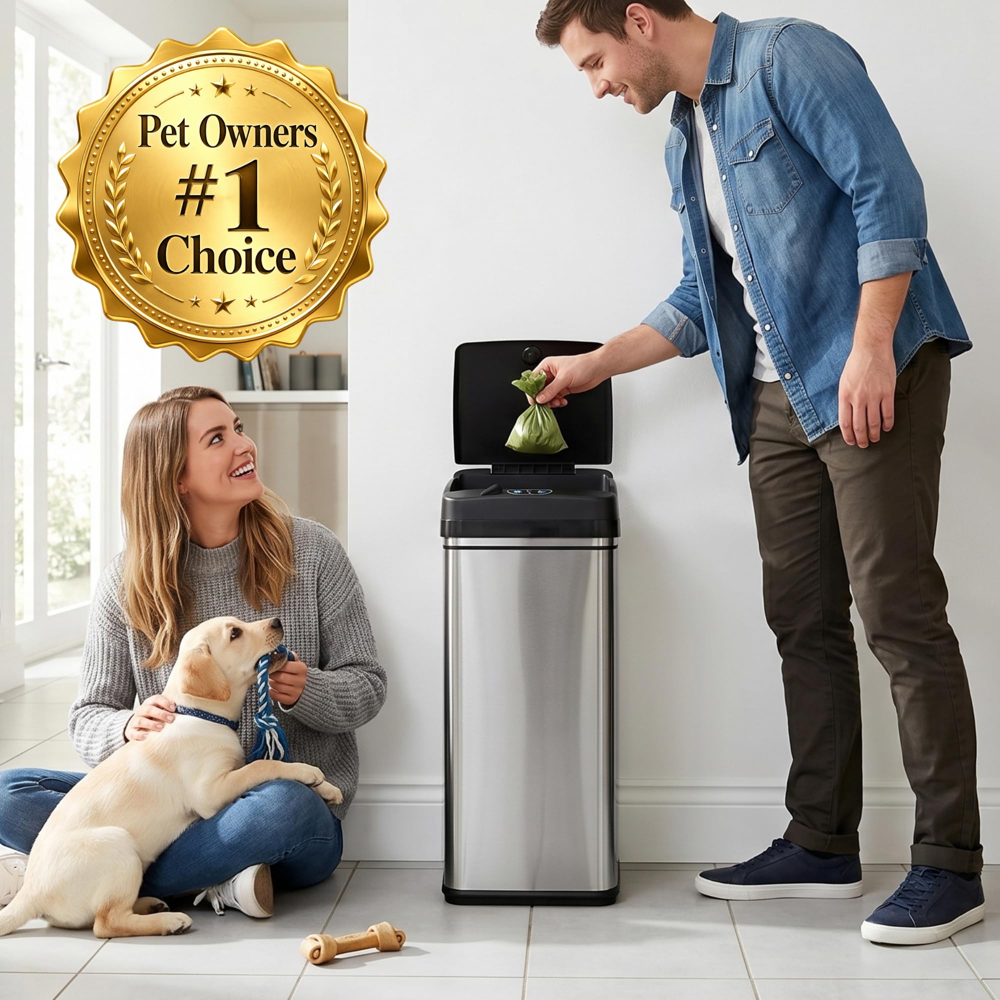 itouchless-13-gallon-50-liter-sensor-dog-poop-trash-can-with-lid-absorbx-odor-fi image 2