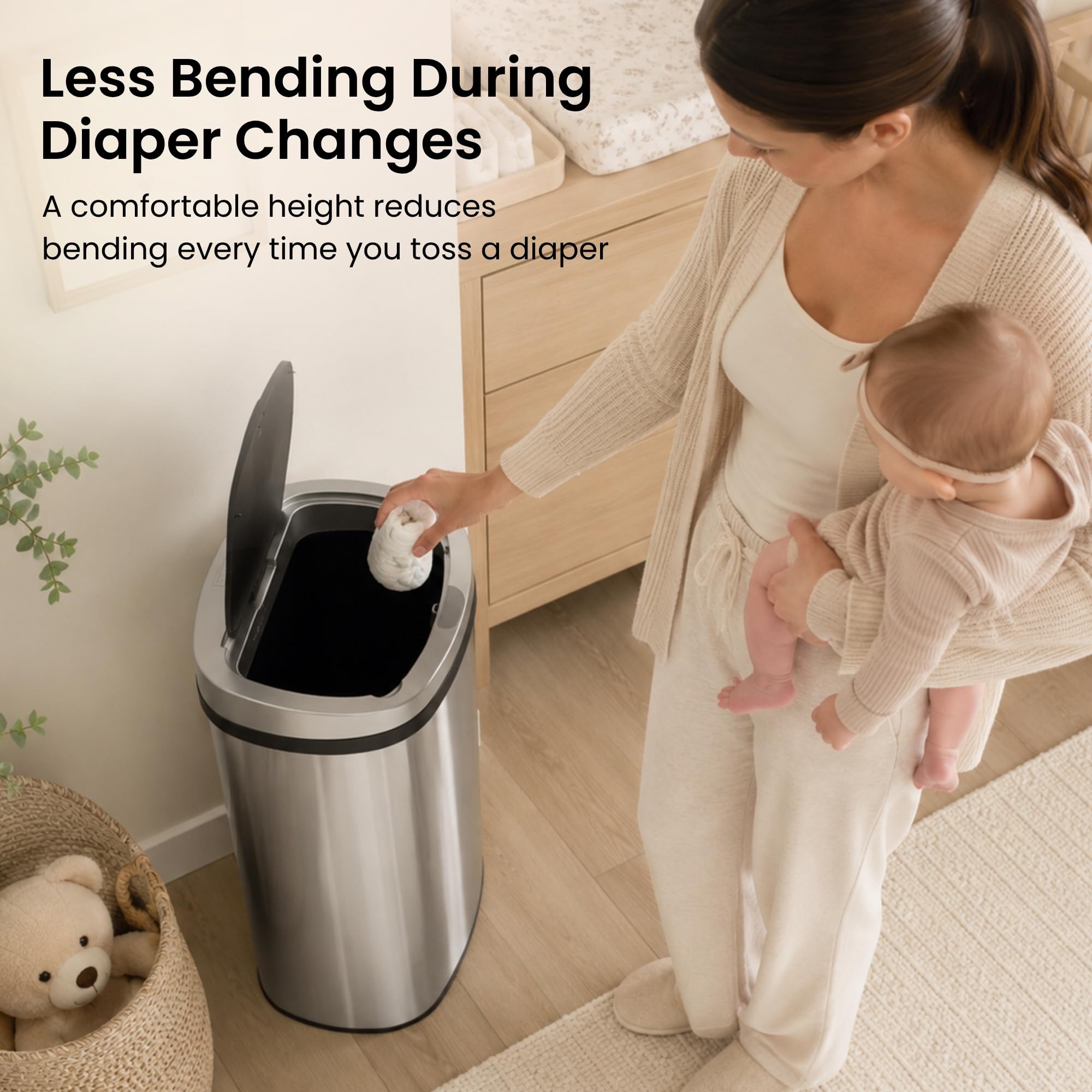 itouchless-13-gallon-press-open-diaper-pail-stainless-steel-with-absorbx-odor-fi image 5