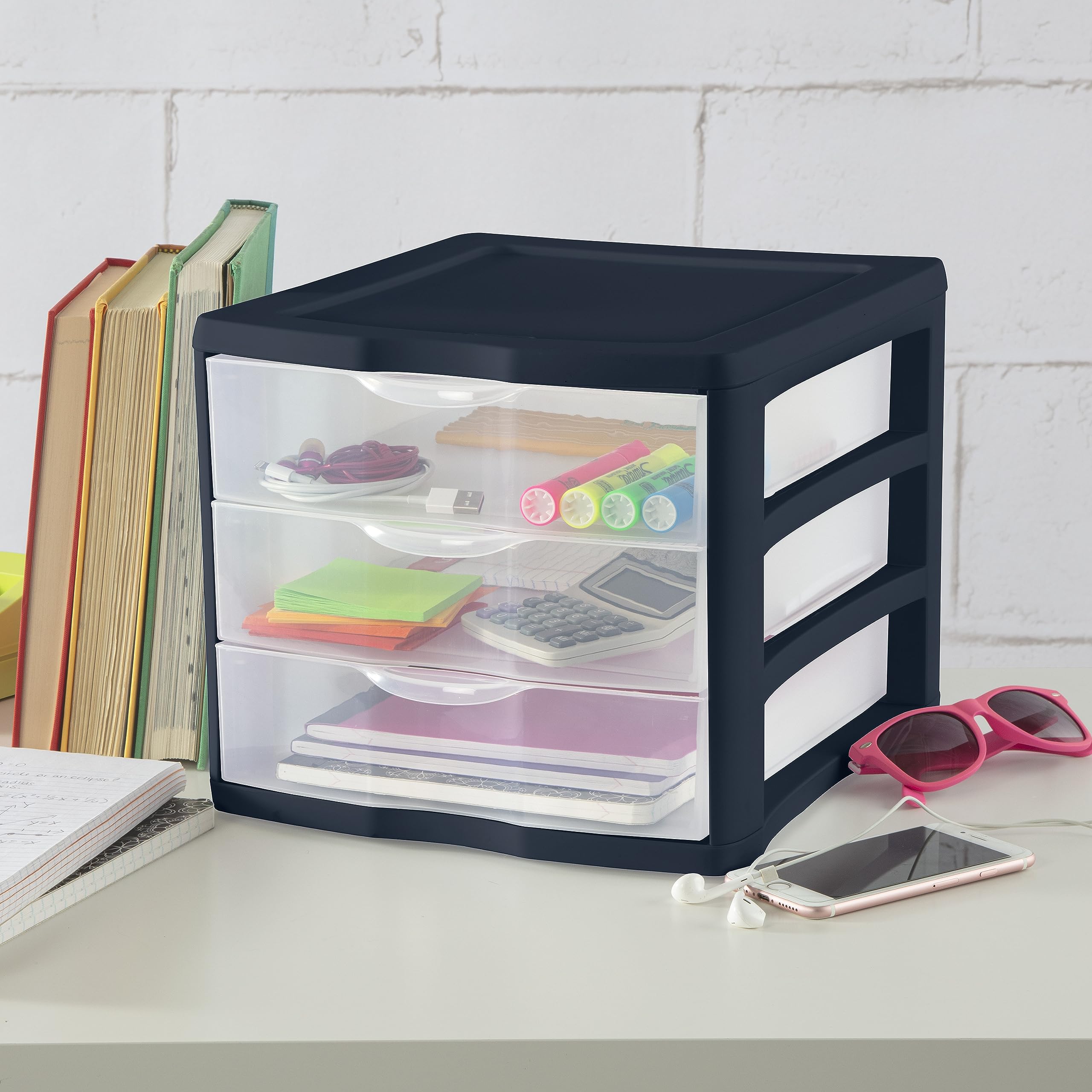 sterilite-3-drawer-unit-clear-drawers-blue-cove image 2