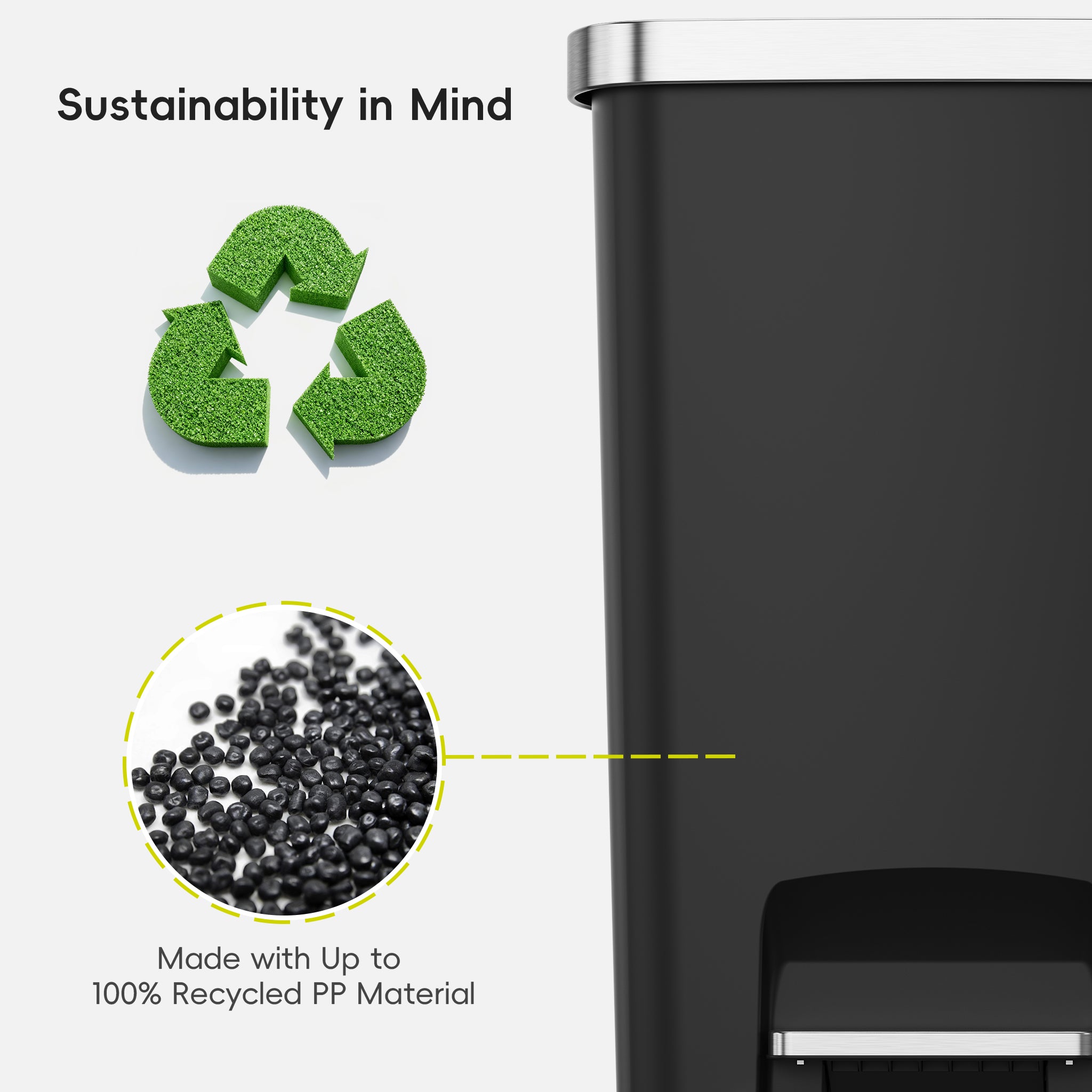 eko-hana-select-50l-13-gallon-plastic-resin-step-kitchen-trash-can-black image 8