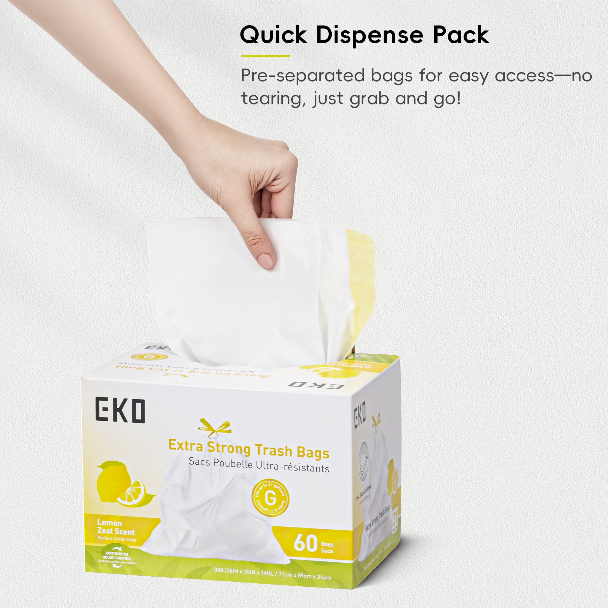 eko-code-g-21-gallon-80l-trash-bags-60-count-lemon-scent-easy-dispense image 4