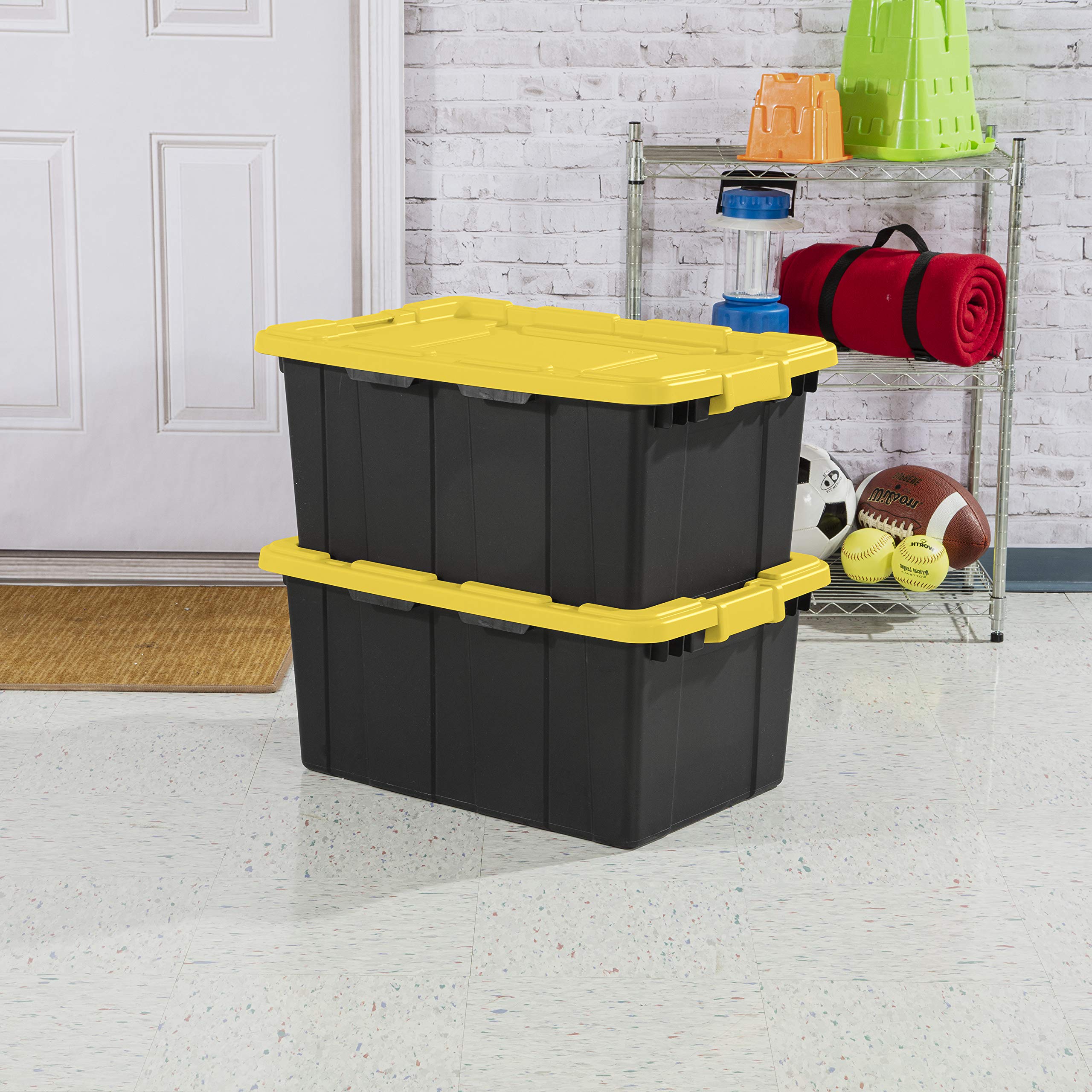 sterilite-15-gallon-industrial-tote-yellow-lily-6-pack-durable-plastic-storage-c image 3