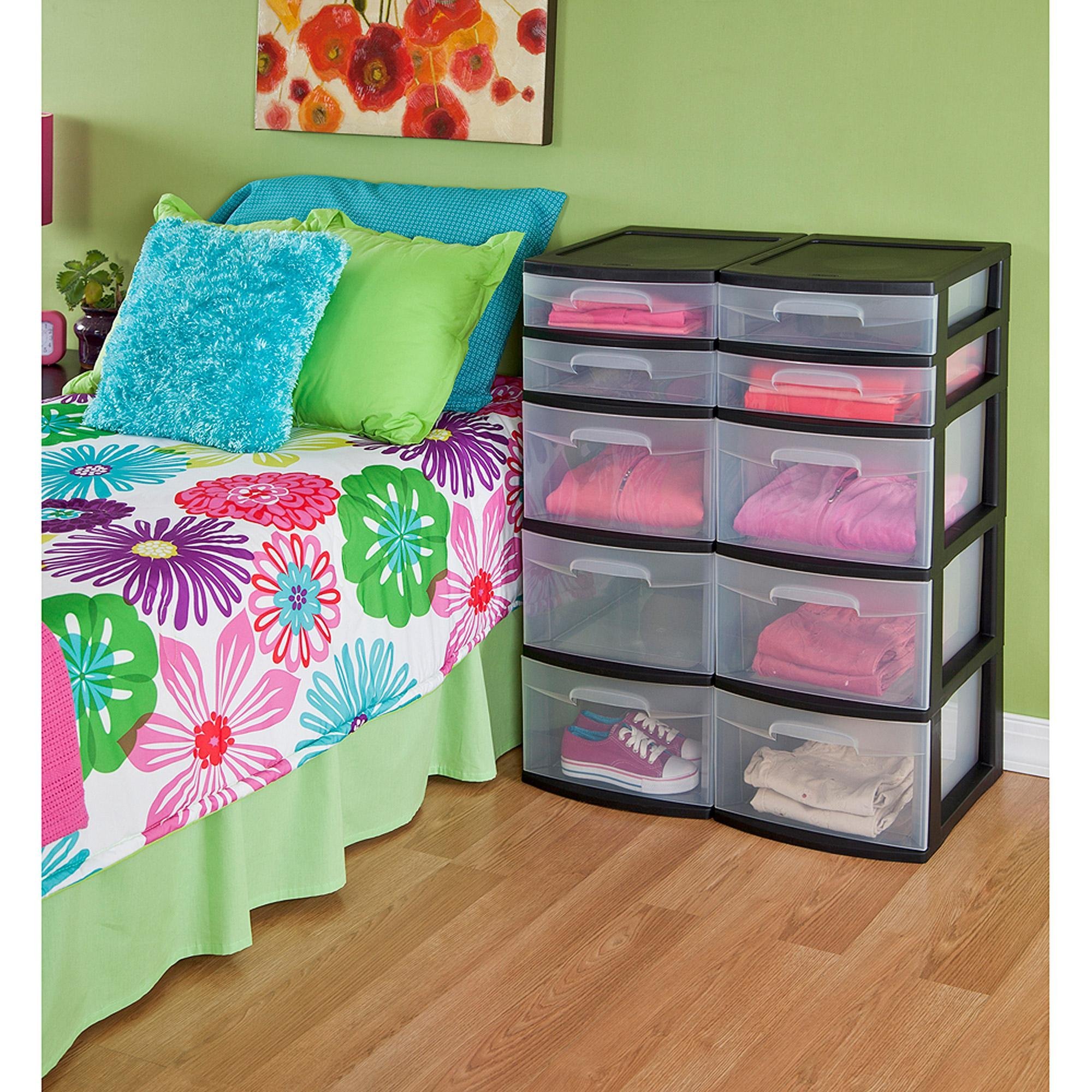 sterilite-5-drawer-tower-plastic-space-saving-home-storage-organizer-2-pack image 2