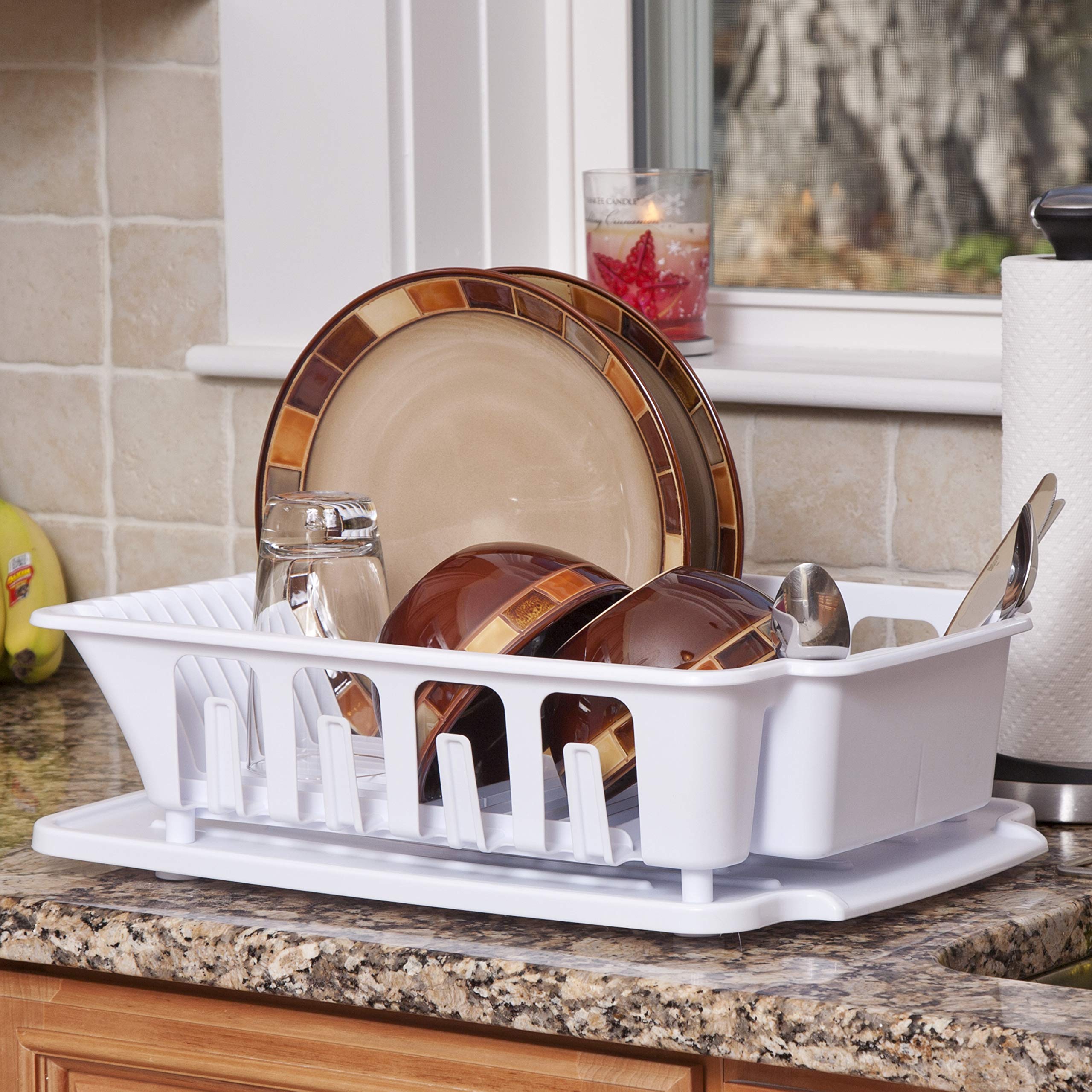 sterilite-large-2-piece-sink-set-with-drainboard-for-drying-dishes-white-6-pack image 6