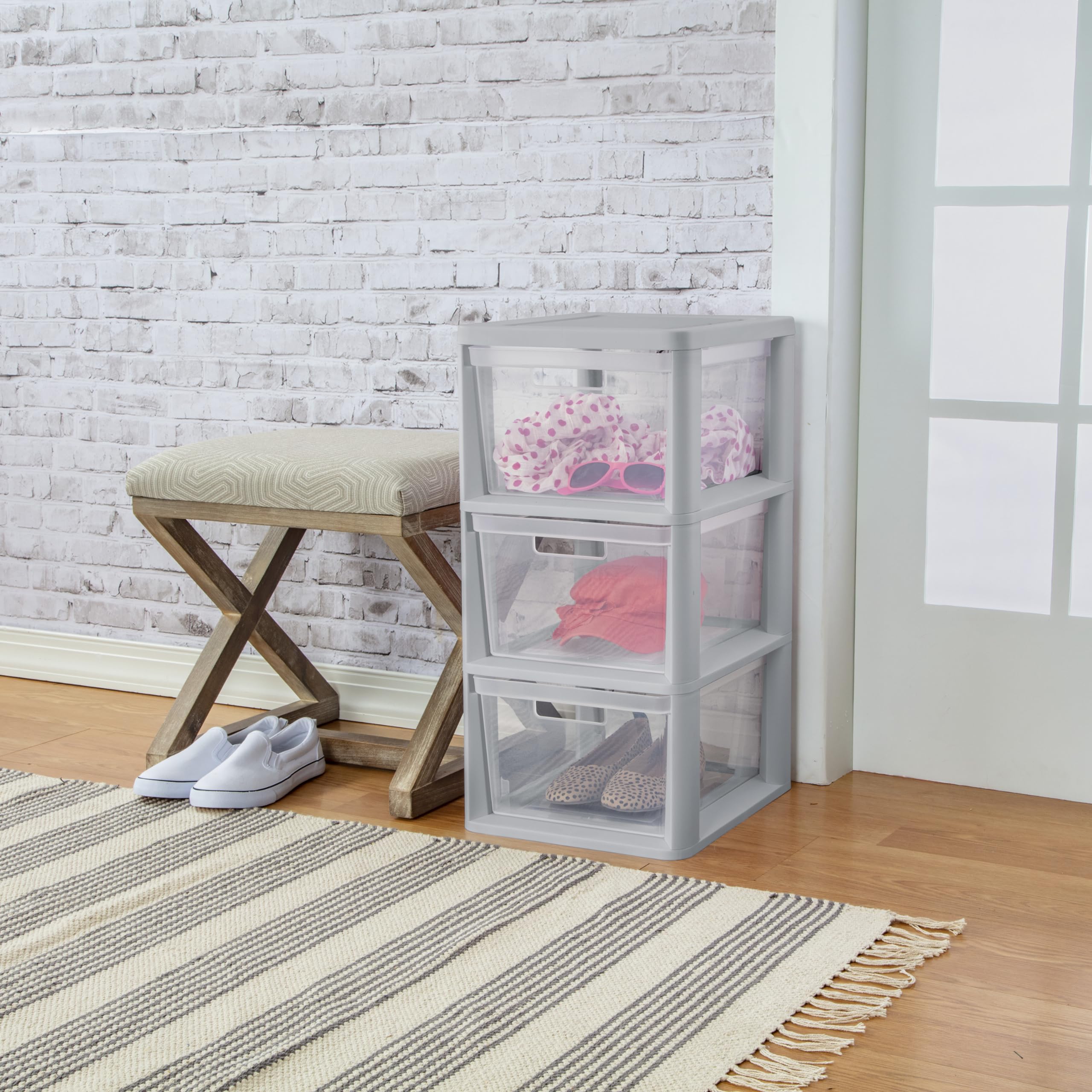 sterilite-3-drawer-storage-tower-with-clear-drawers-gray-1-pack image 7