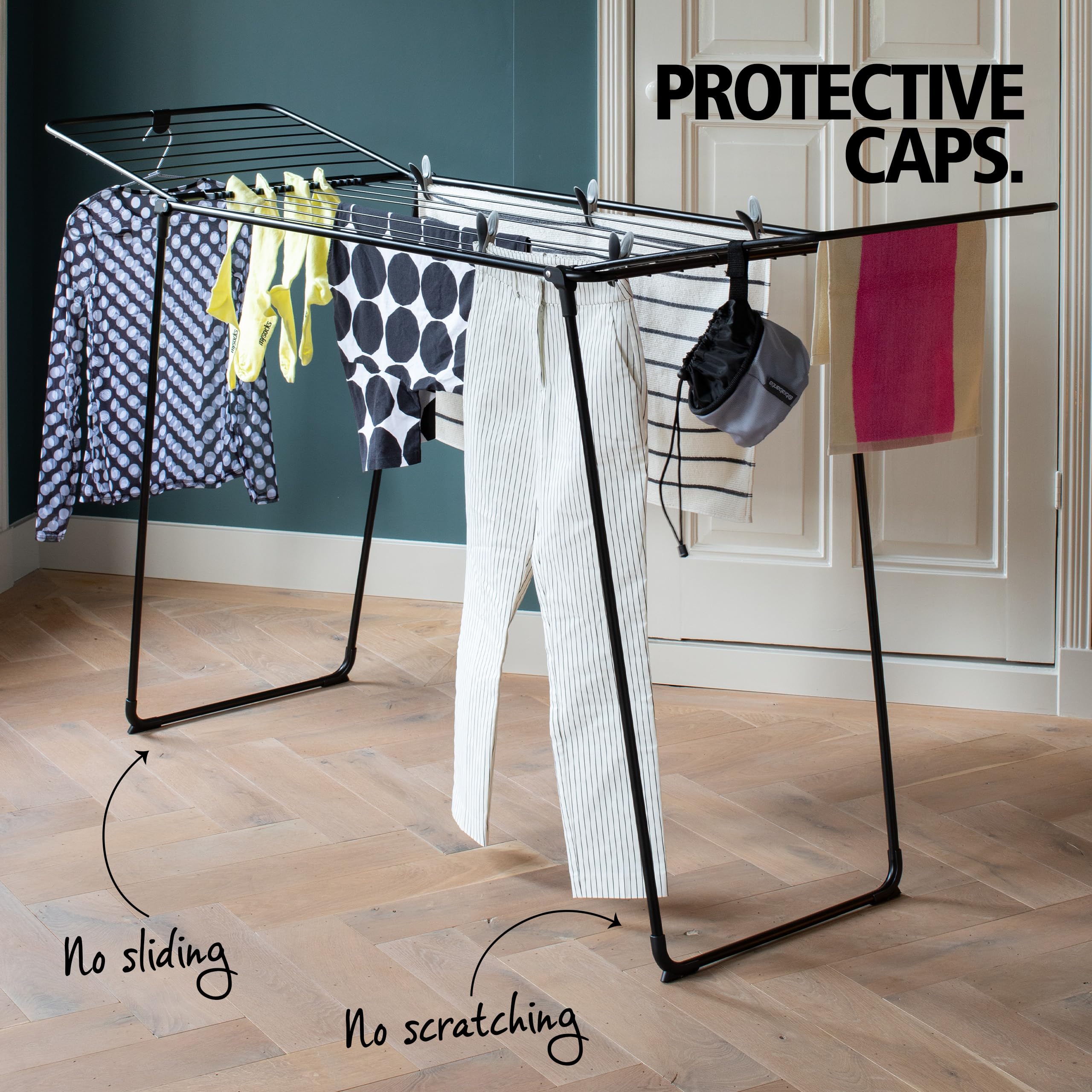 brabantia-hangon-clothes-drying-rack-72ft-22m-drying-space-white-large-foldable- image 8