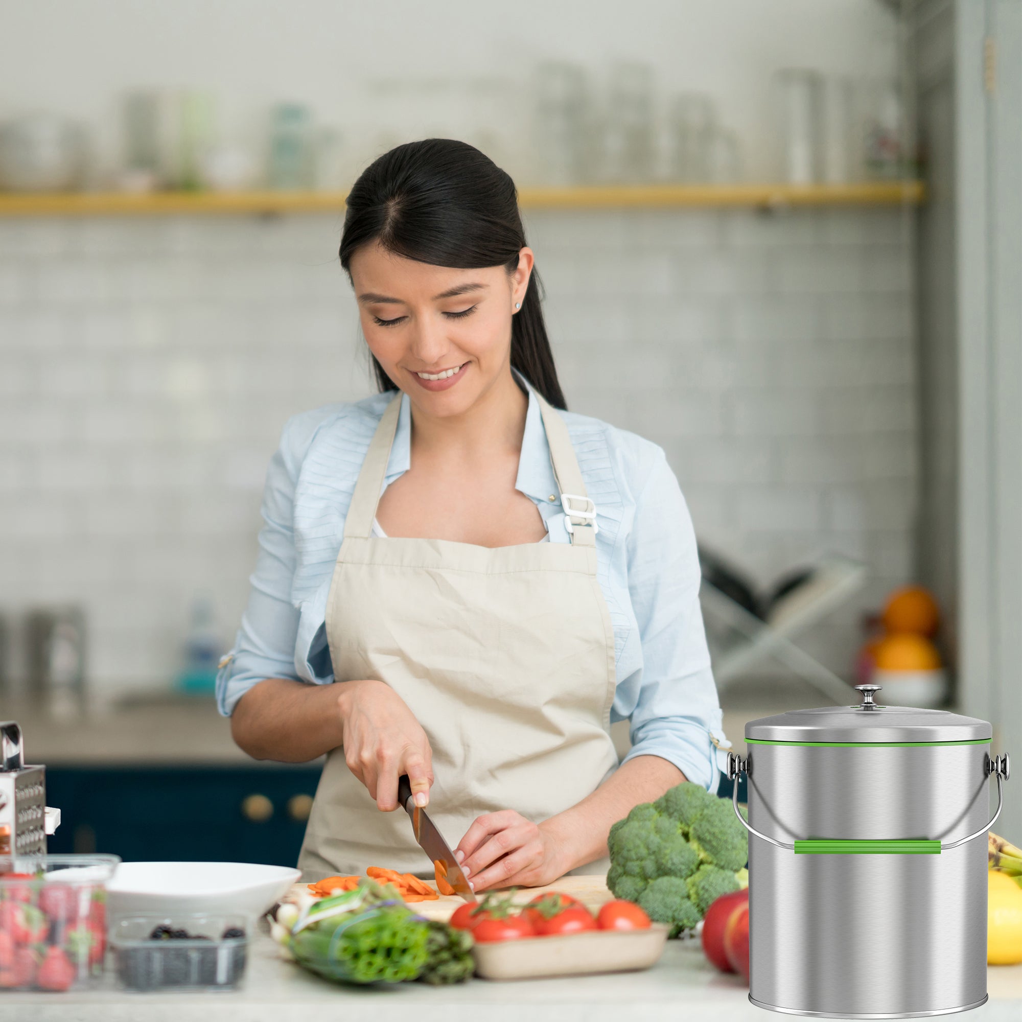 itouchless-6-1-liter-1-6-gallon-titanium-stainless-steel-kitchen-compost-bin-wit image 2