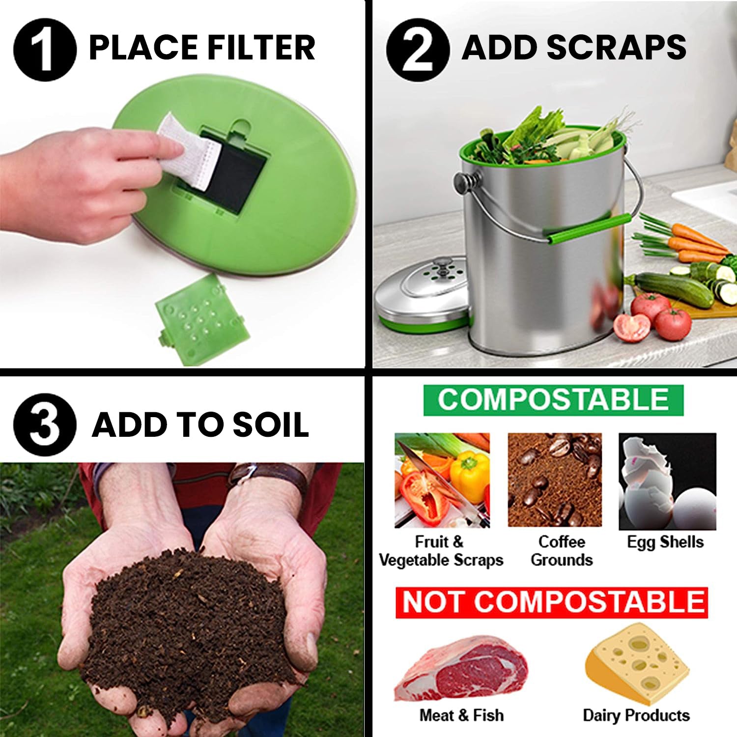 itouchless-6-1-liter-1-6-gallon-titanium-stainless-steel-kitchen-compost-bin-wit image 5