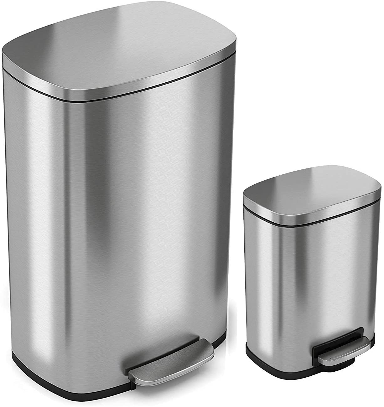 itouchless-softstep-2-pack-13-2-gallon-and-1-32-gallon-stainless-steel-step-peda image 1