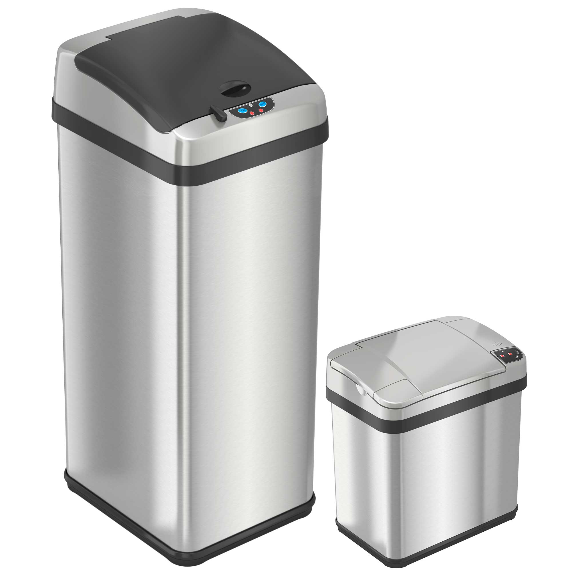 itouchless-platinum-edition-13-gal-and-2-5-gal-sensor-trash-can-combo-pack-stain image 1