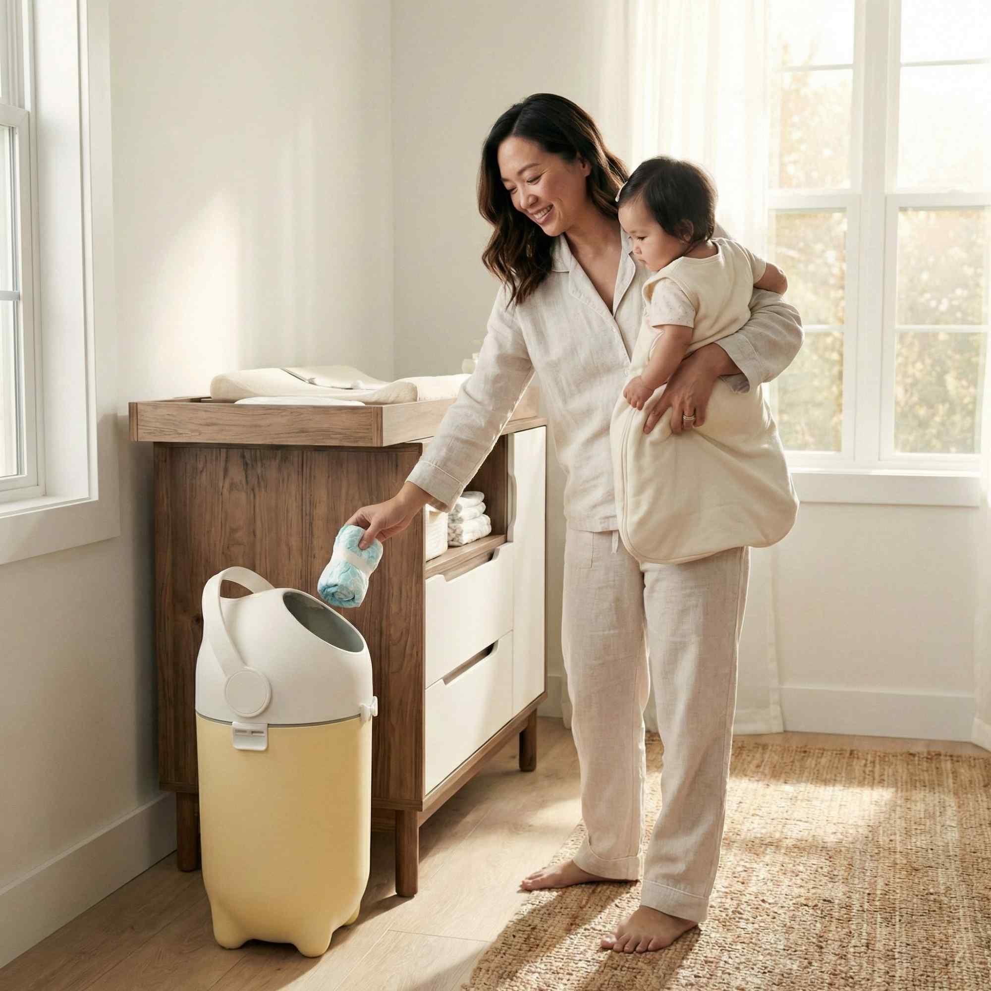 itouchless-odorless-diaper-pail-4-gallon-sand-almond-odor-locking-ball-system image 2