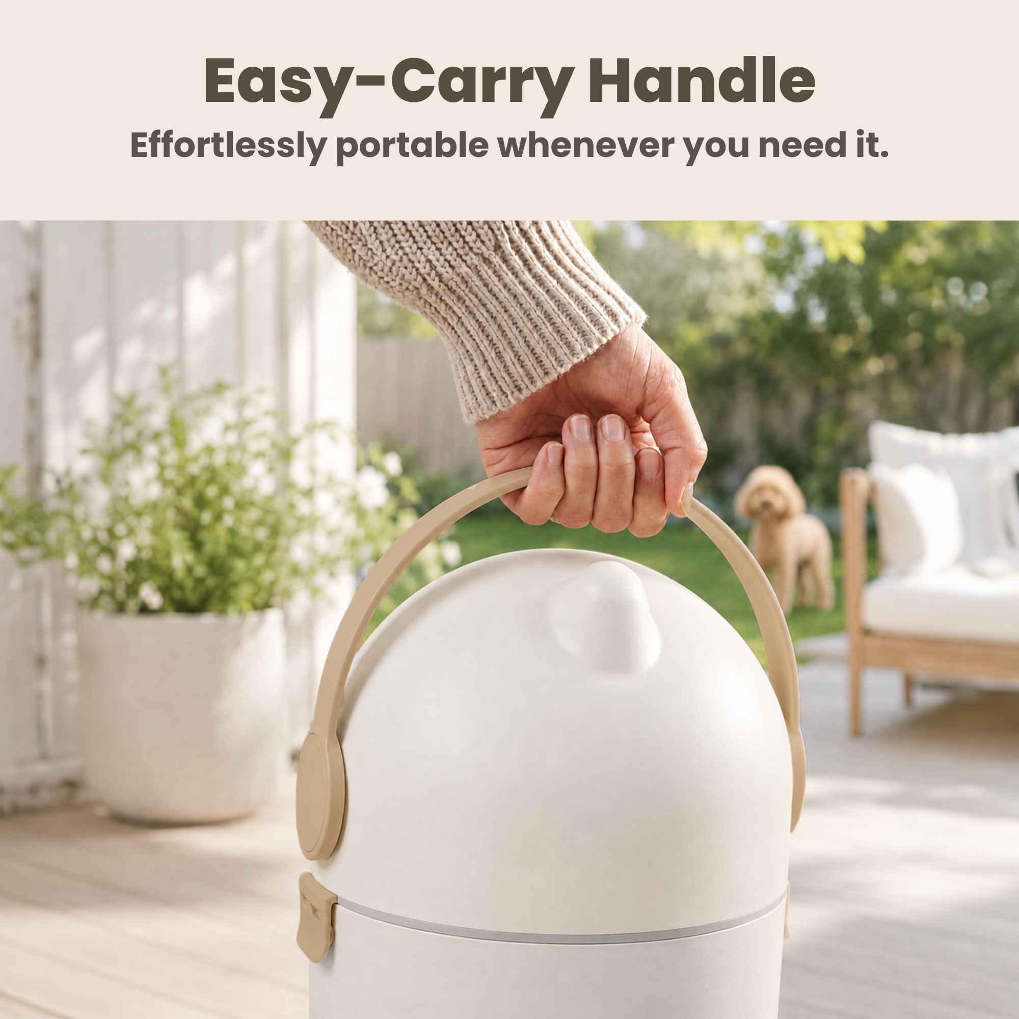itouchless-boho-ivory-15-liter-4-gallon-pet-waste-receptacle-with-ag-silver-ion- image 6