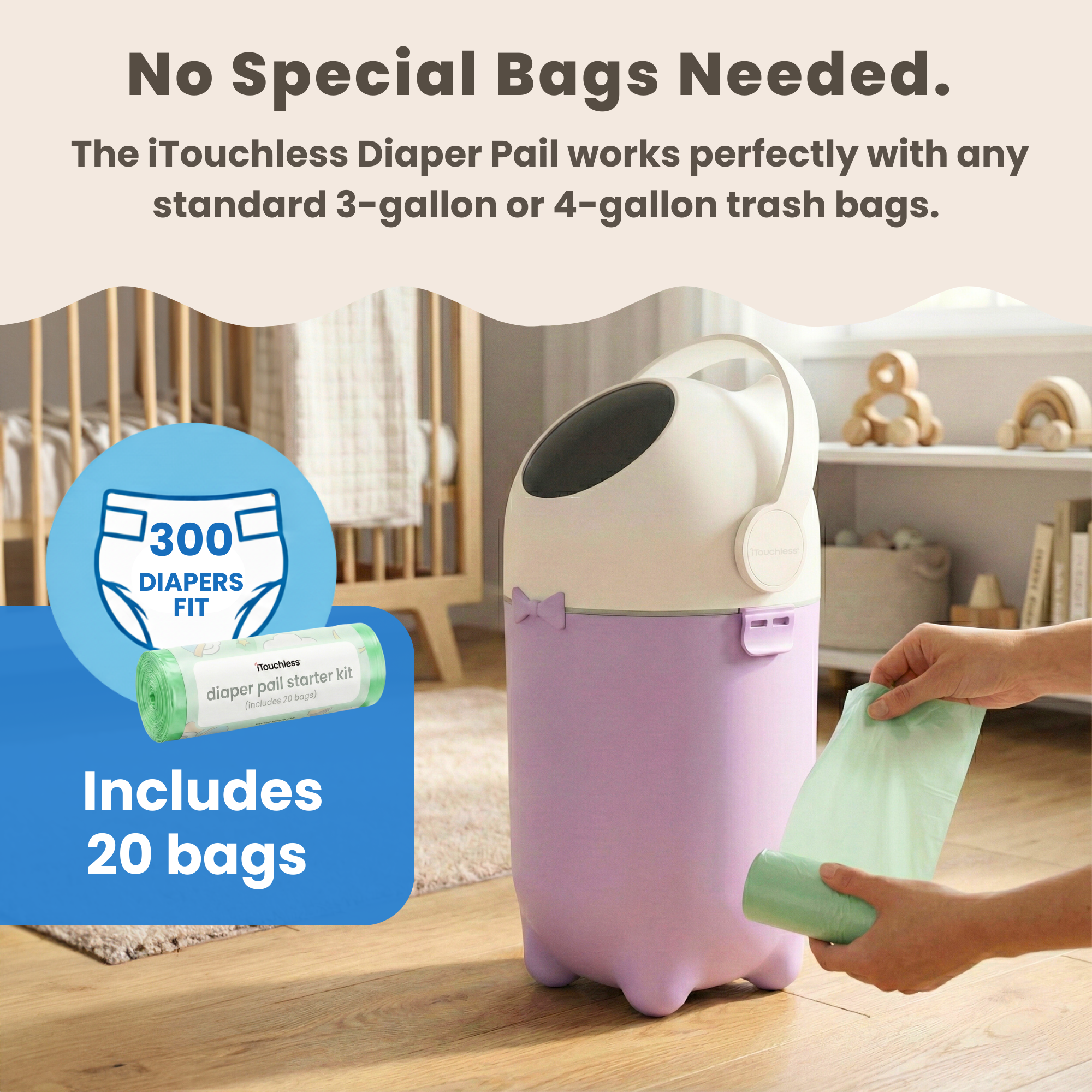 itouchless-odorless-diaper-pail-pastel-orchid-4-gallon-odor-sealing-diaper-dispo image 7
