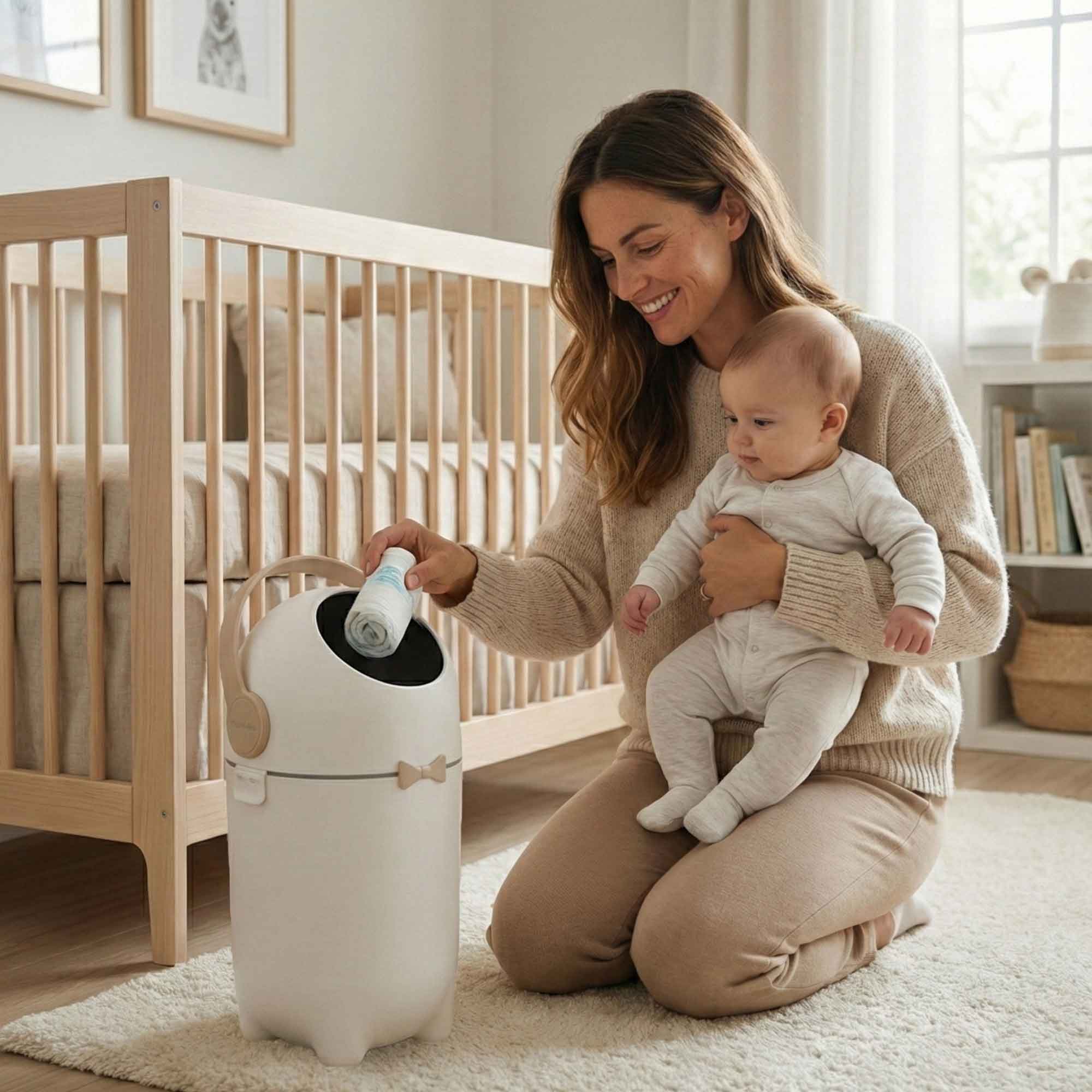 itouchless-odorless-diaper-pail-boho-white image 2