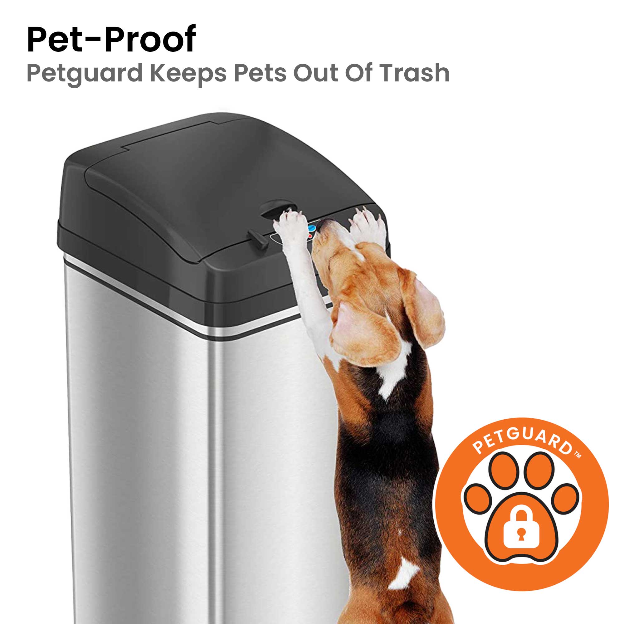 itouchless-13-gallon-stainless-steel-dog-proof-sensor-trash-can-with-petguard-li image 3