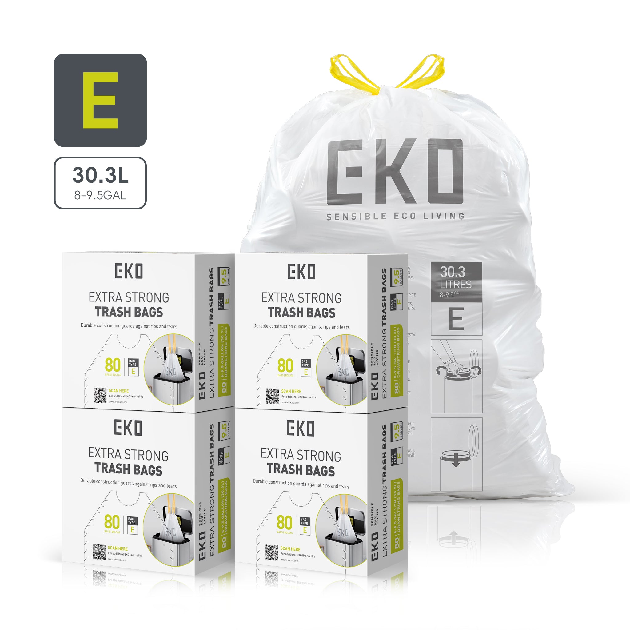eko-code-e-9-5-gallon-easy-dispense-roll-trash-bags-320-count-heavy-duty-leakpro image 1