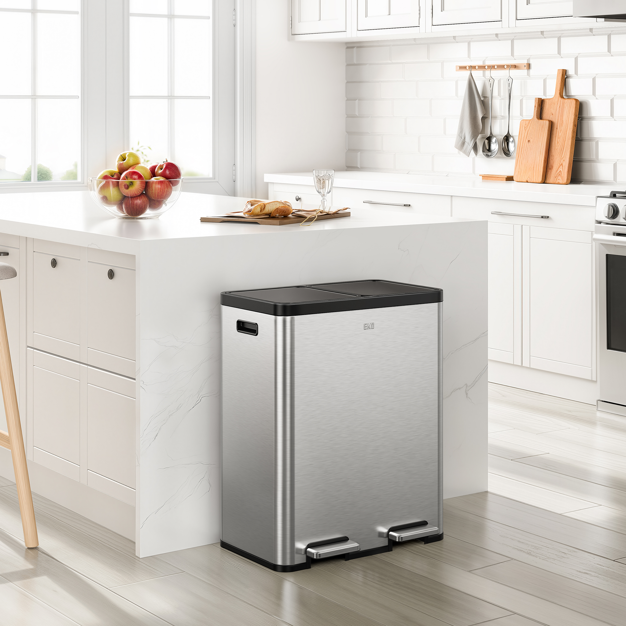 eko-essential-step-recycling-can-dual-compartment-30l-30l-stainless-steel-resin- image 2