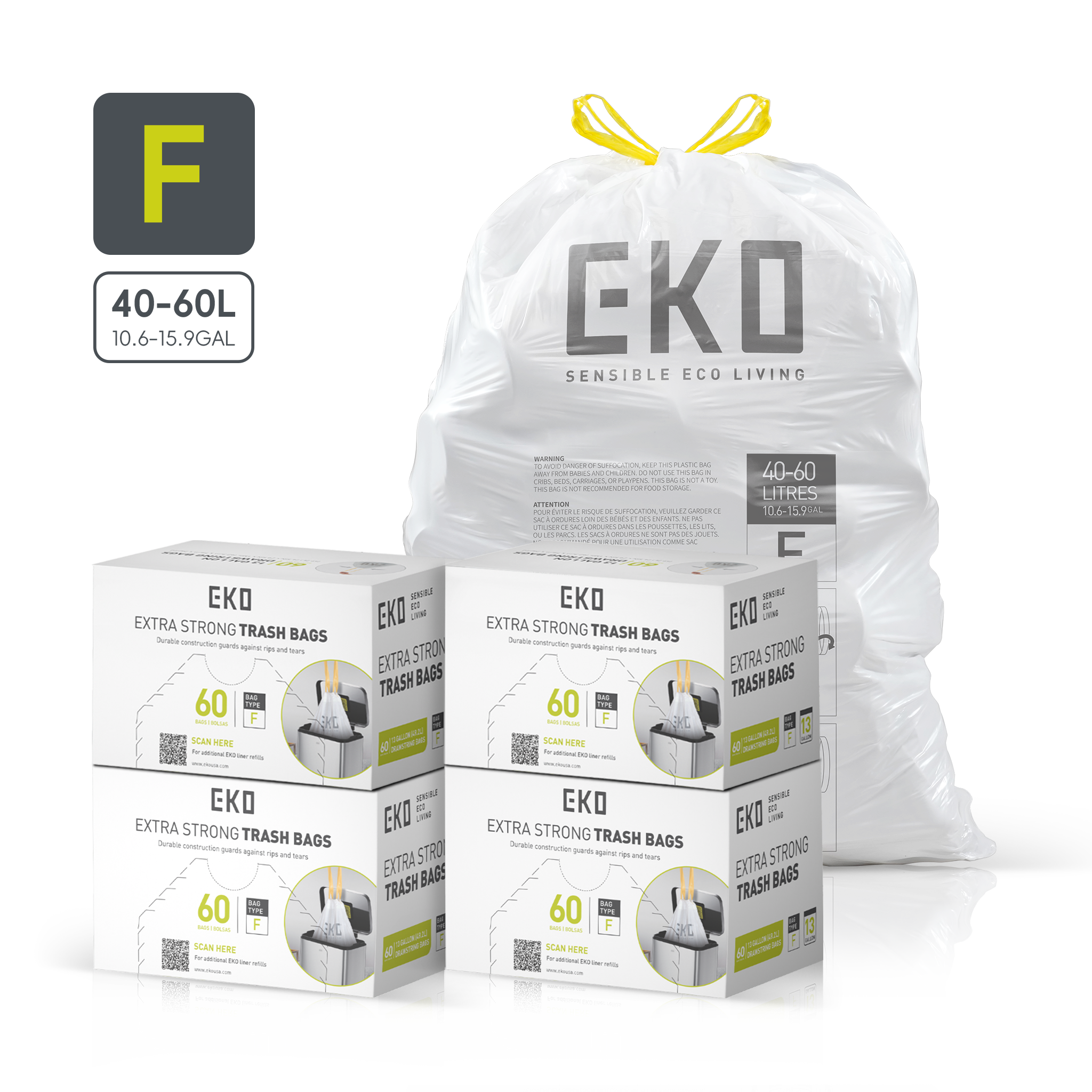 eko-code-f-13-gallon-easy-dispense-roll-trash-bags-240-count-heavy-duty-leak-res image 1