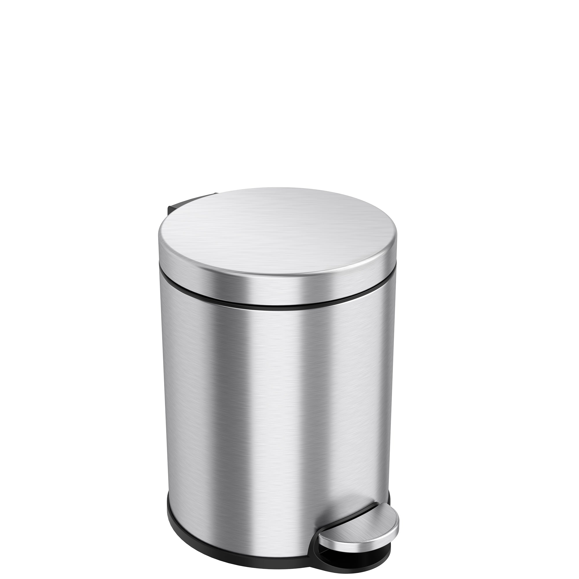 itouchless-5-liter-1-32-gallon-softstep-stainless-steel-round-step-bathroom-tras image 1