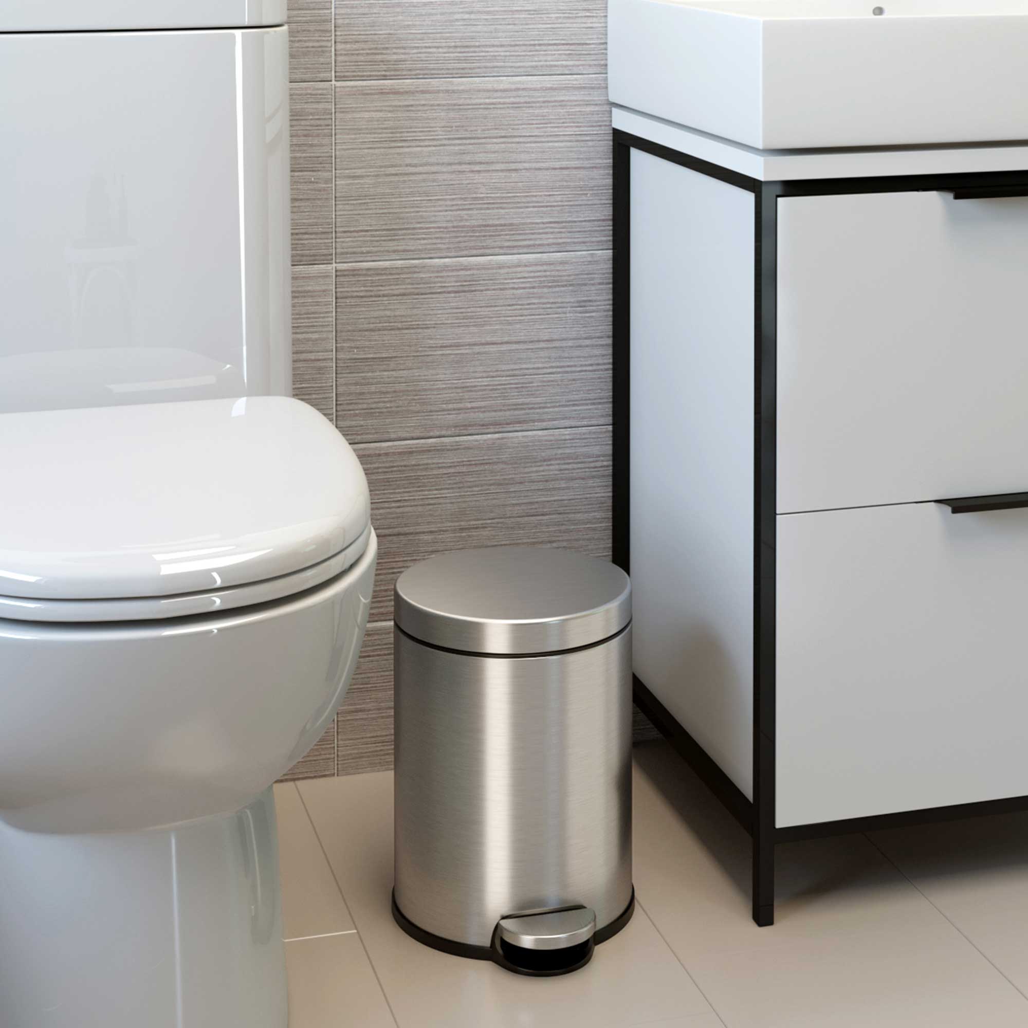 itouchless-5-liter-1-32-gallon-softstep-stainless-steel-round-step-bathroom-tras image 2