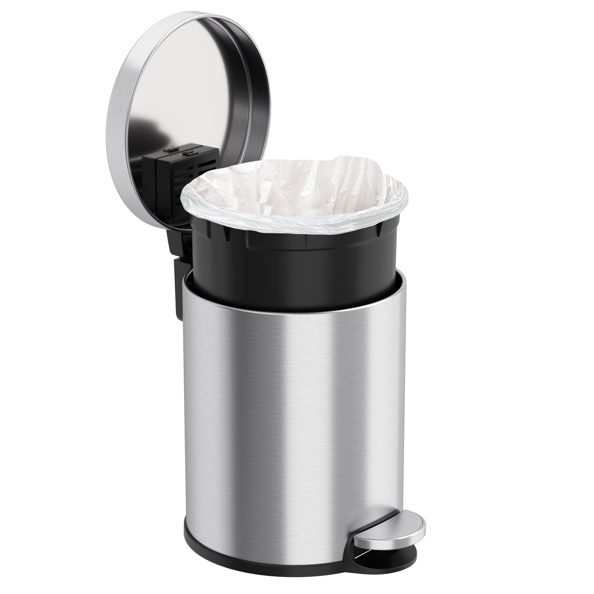 itouchless-5-liter-1-32-gallon-softstep-stainless-steel-round-step-bathroom-tras image 4
