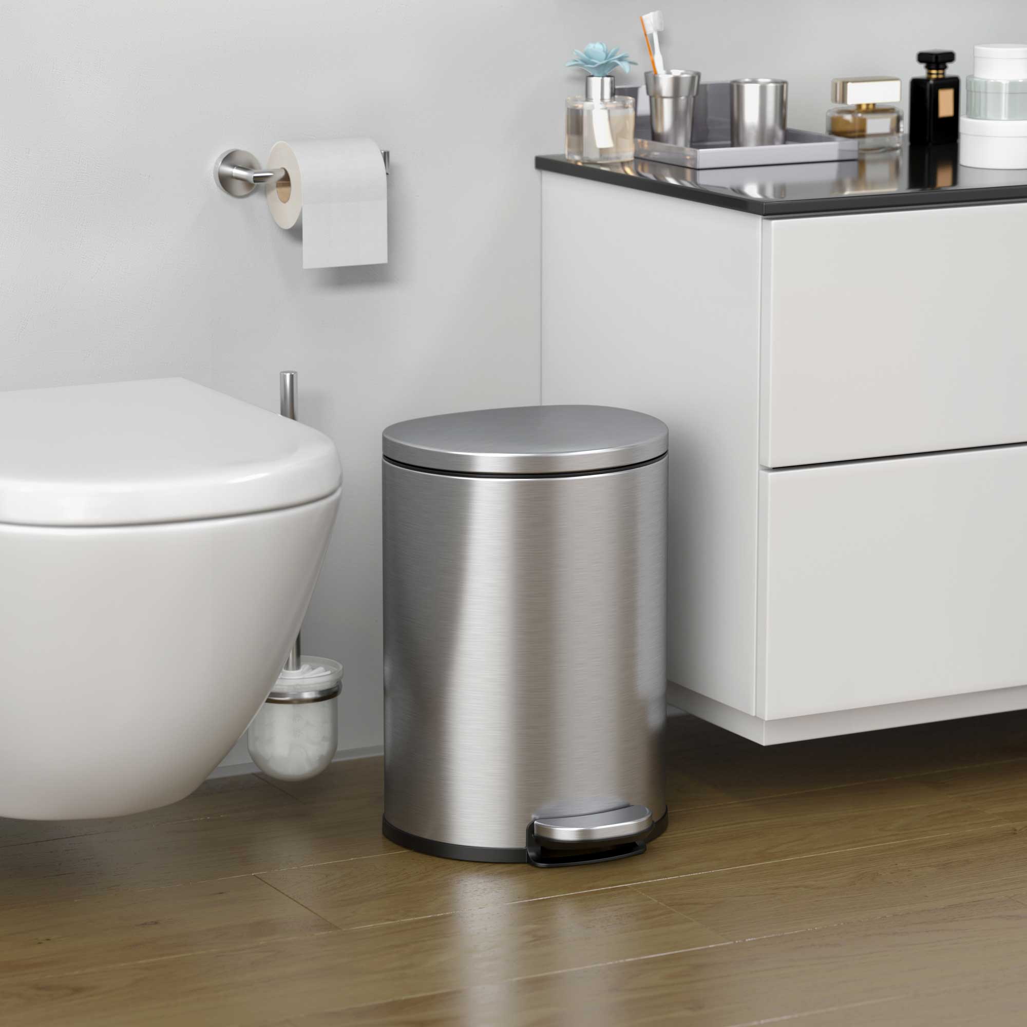 itouchless-11l-3-gal-softstep-stainless-steel-semi-round-step-bathroom-trash-can image 2