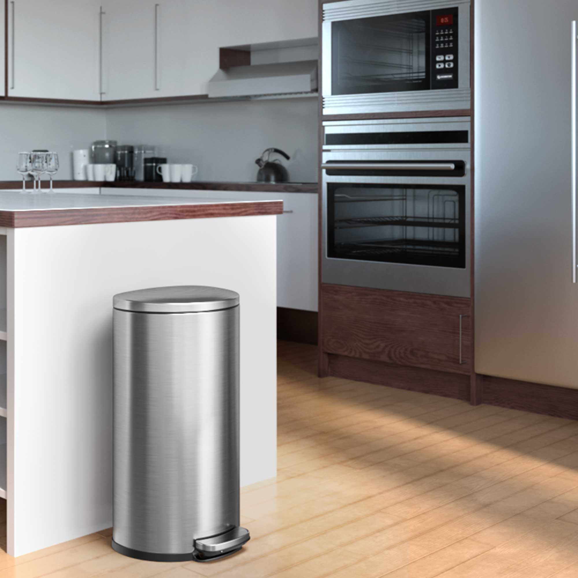 itouchless-30-liter-8-gallon-softstep-semi-round-step-kitchen-trash-can-with-abs image 2