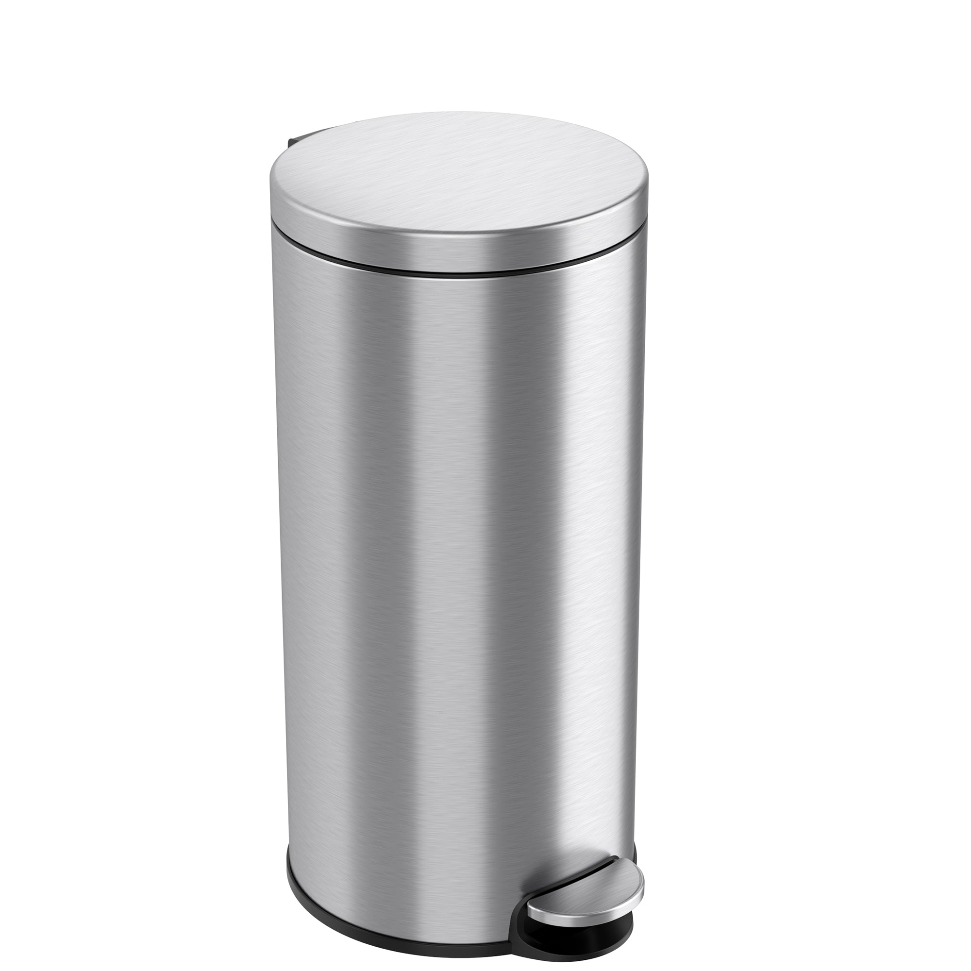 itouchless-30-liter-8-gallon-softstep-stainless-steel-round-step-pedal-kitchen-t image 1
