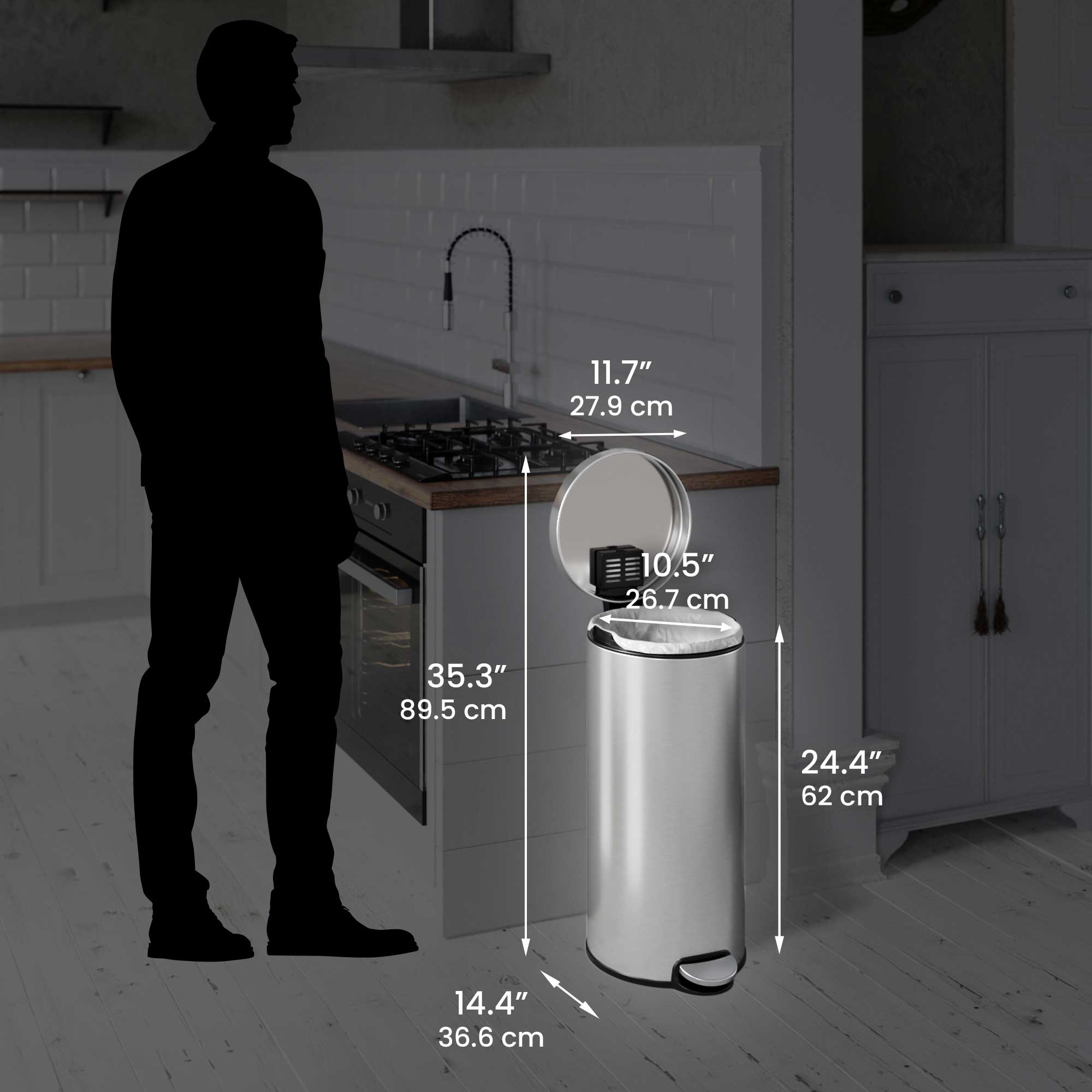 itouchless-30-liter-8-gallon-softstep-stainless-steel-round-step-pedal-kitchen-t image 6