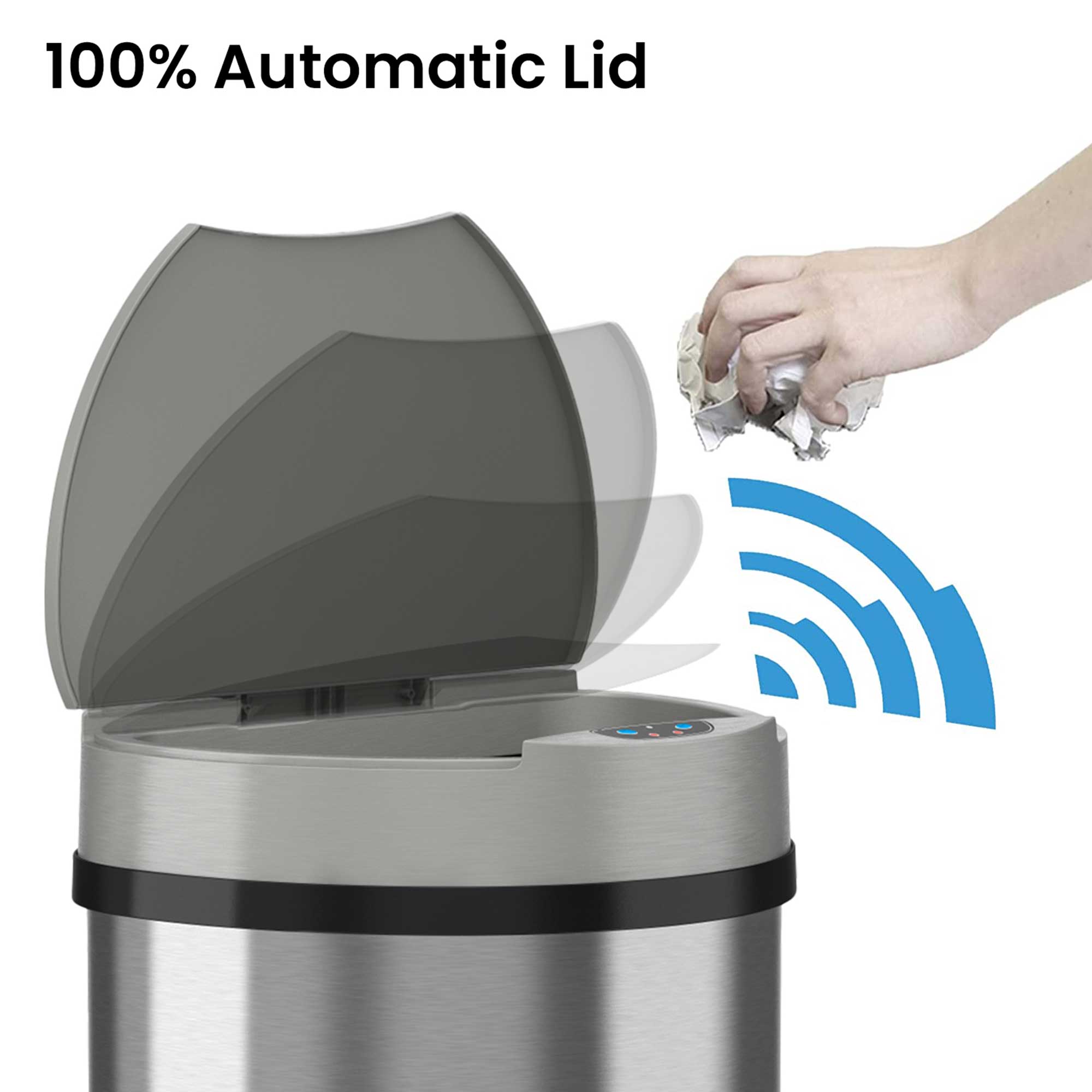 itouchless-13-gallon-50-liter-semi-round-stainless-steel-sensor-kitchen-trash-ca image 2