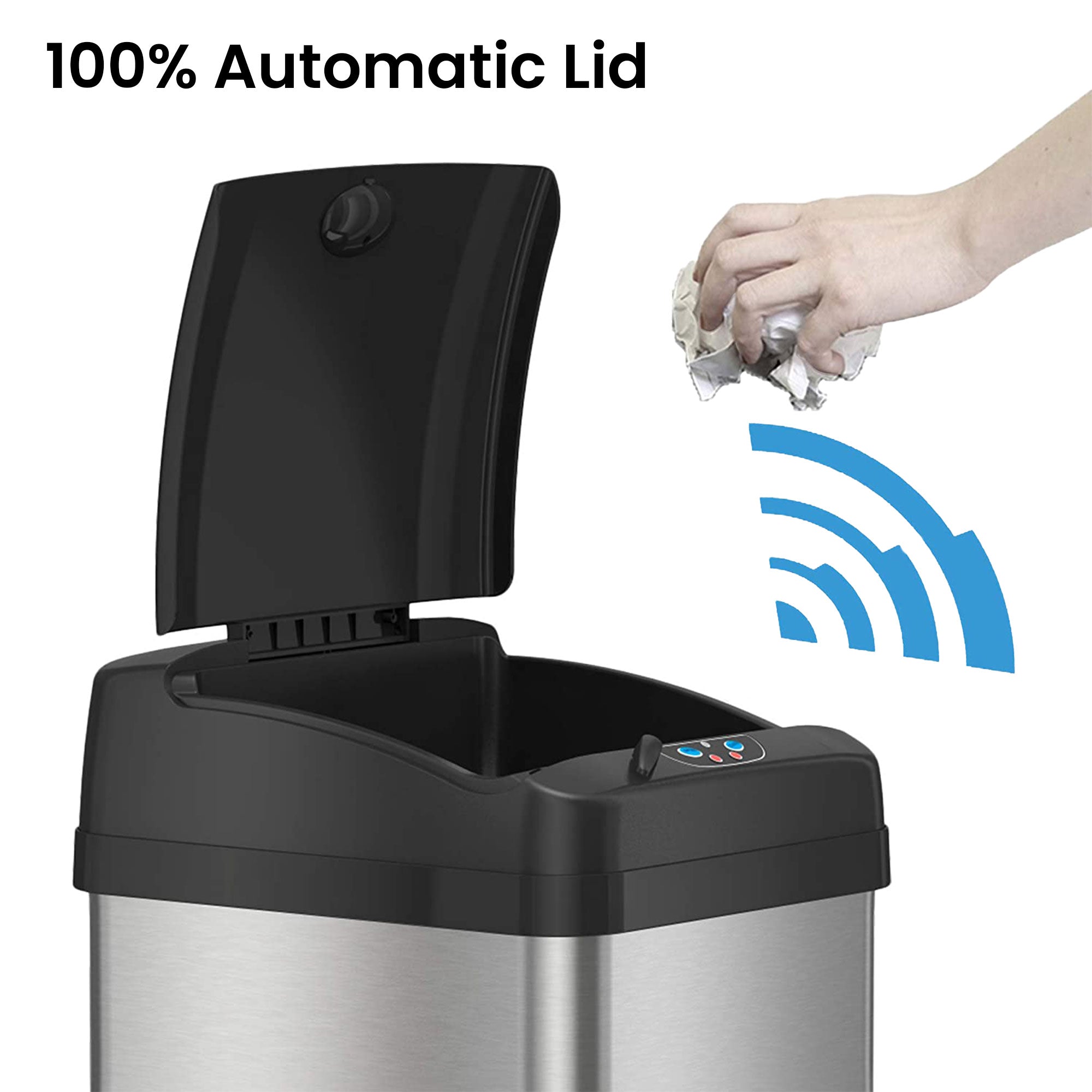 itouchless-13-gallon-extra-wide-stainless-steel-motion-sensor-trash-can-with-abs image 2