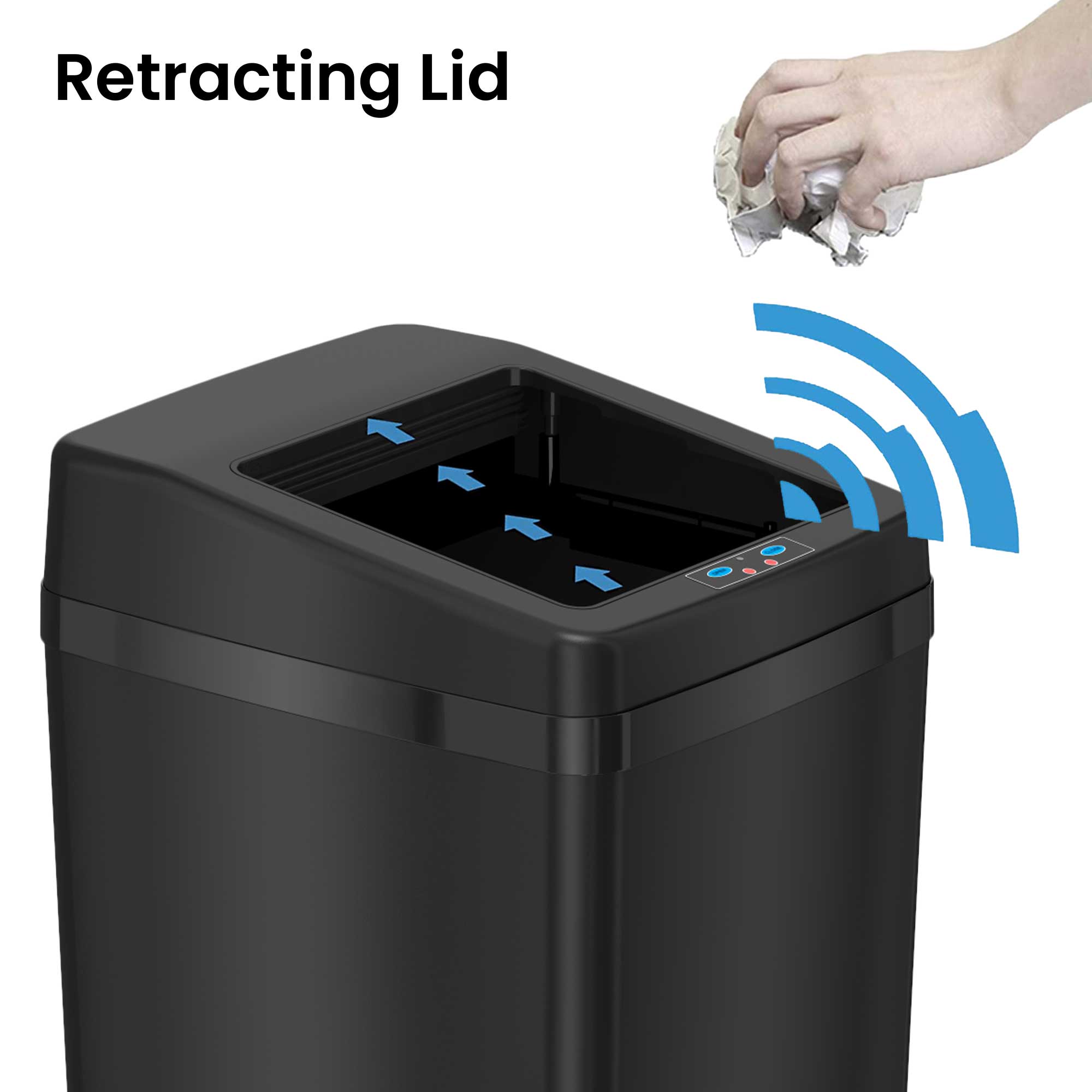 itouchless-52-liter-14-gallon-black-stainless-steel-retracting-lid-sensor-kitche image 2