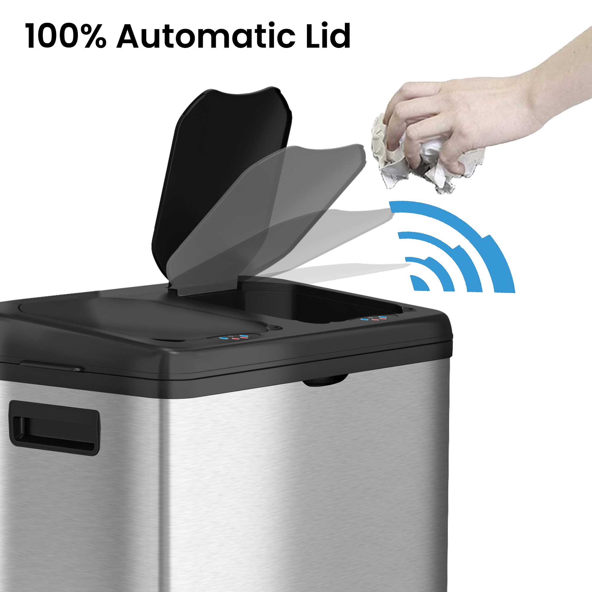 itouchless-16-gallon-61-liter-dual-compartment-sensor-trash-can-and-recycle-bin- image 2