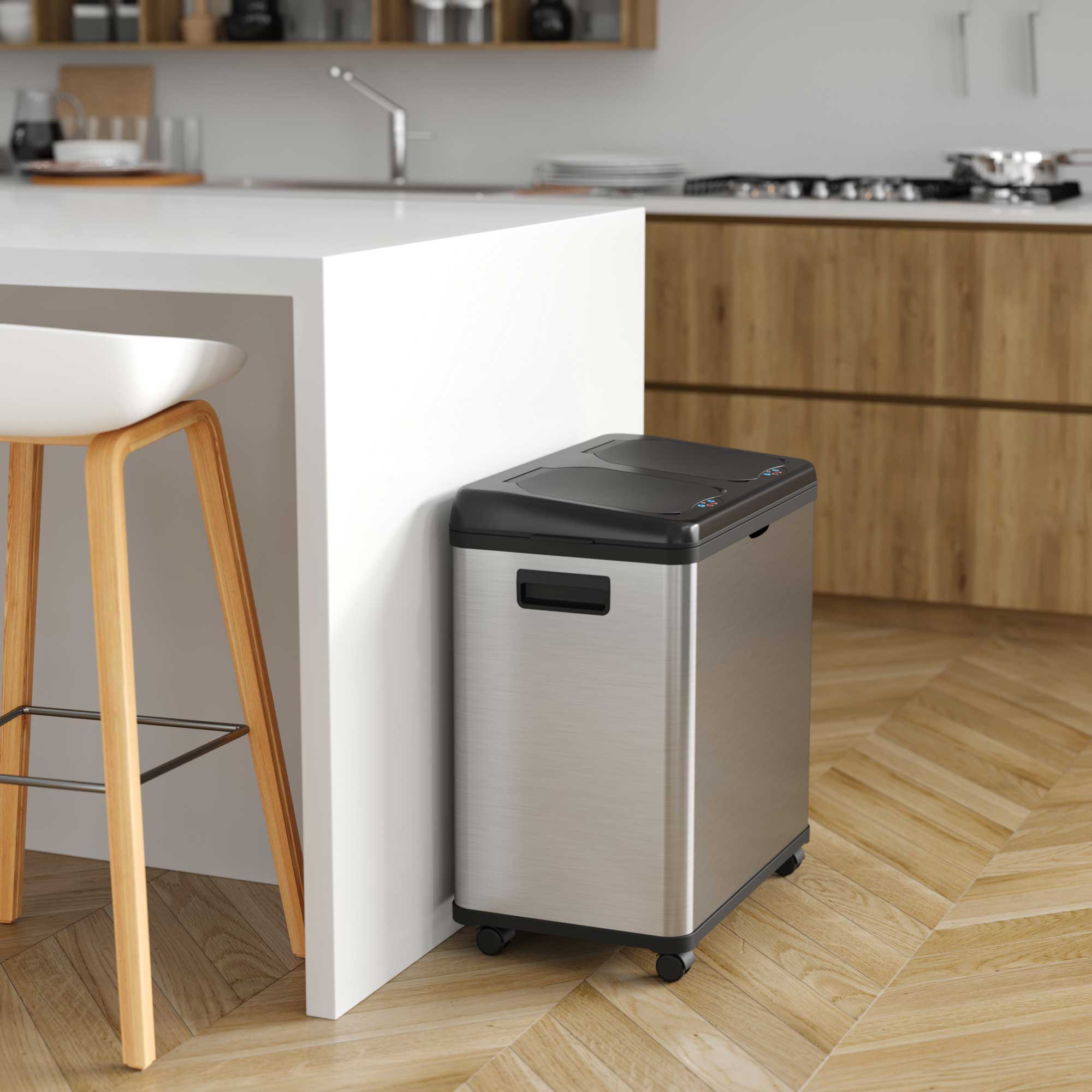 itouchless-16-gallon-61-liter-dual-compartment-sensor-trash-can-and-recycle-bin- image 3